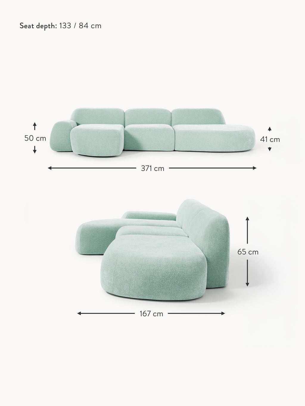 Wolke Modular Corner Sofa (4-seater) with Chaise End