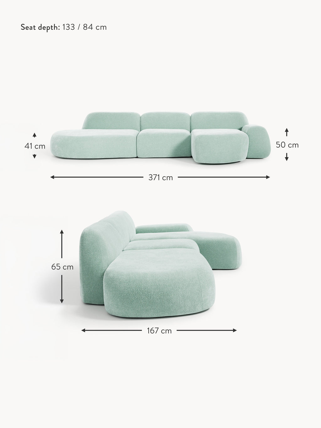Wolke Modular Corner Sofa (4-seater) with Chaise End