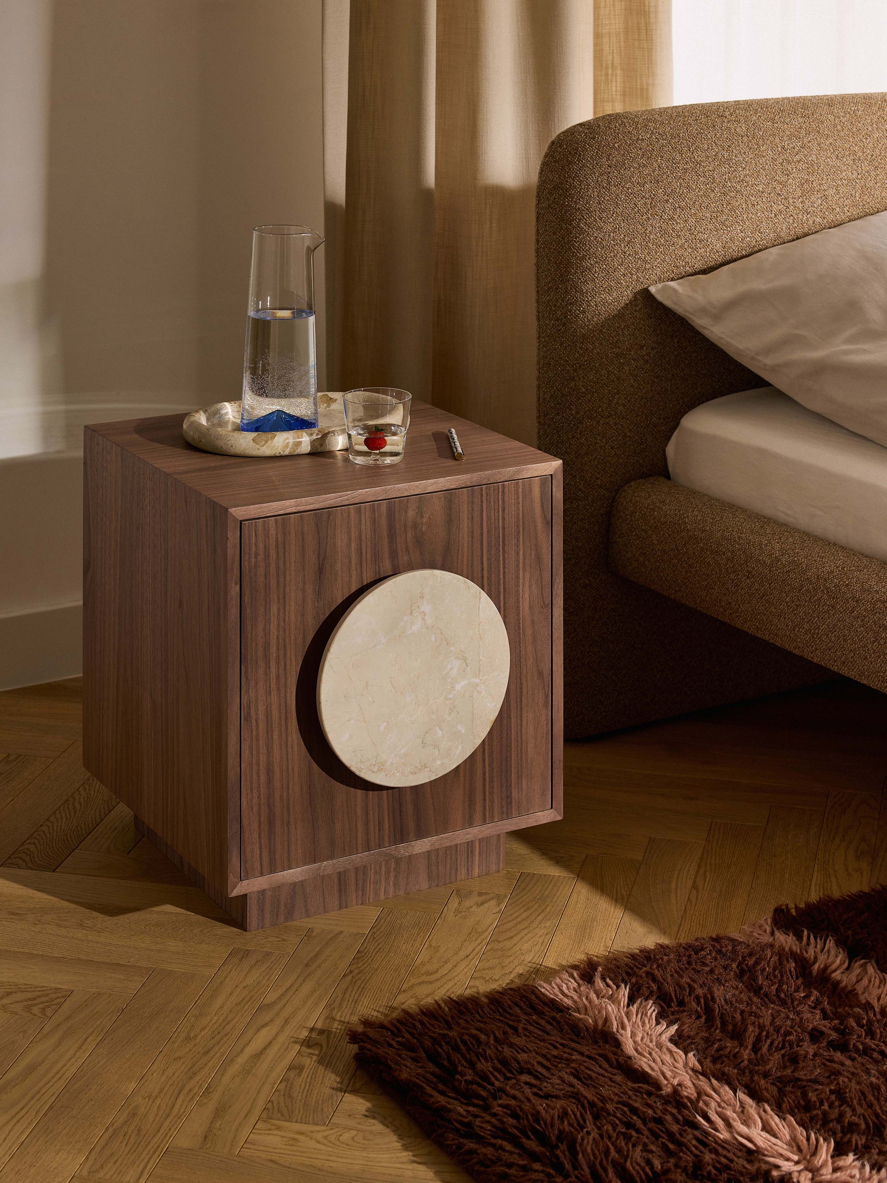 Holden Bedside Table with Travertine Handle