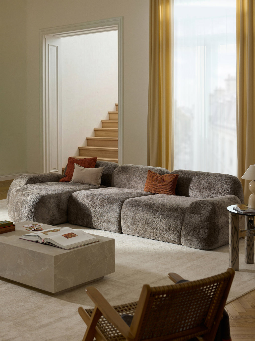 Wolke Modular Teddy Bouclé Corner Sofa (4-seater)