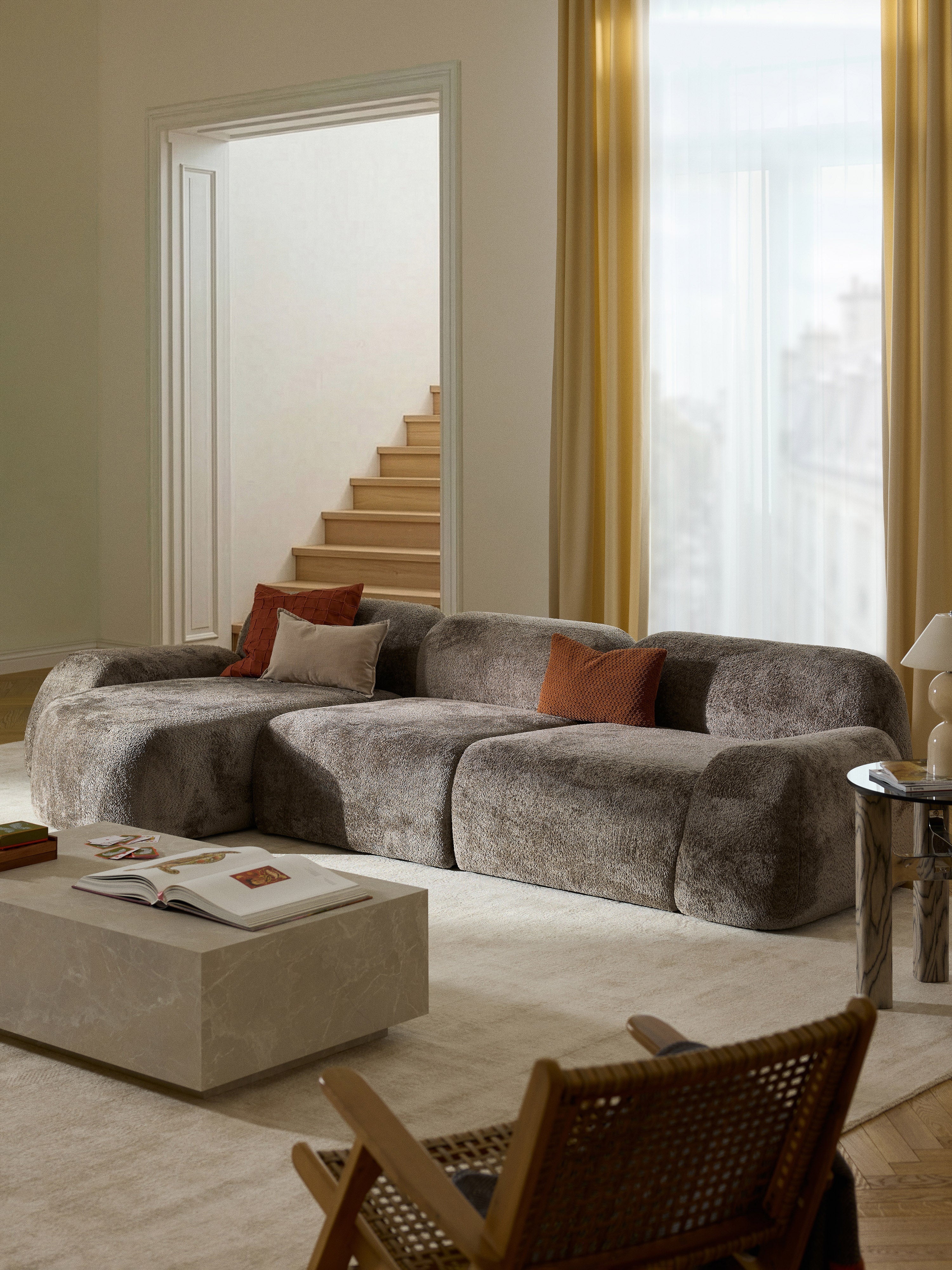 Wolke Modular Teddy Bouclé Corner Sofa (4-seater)