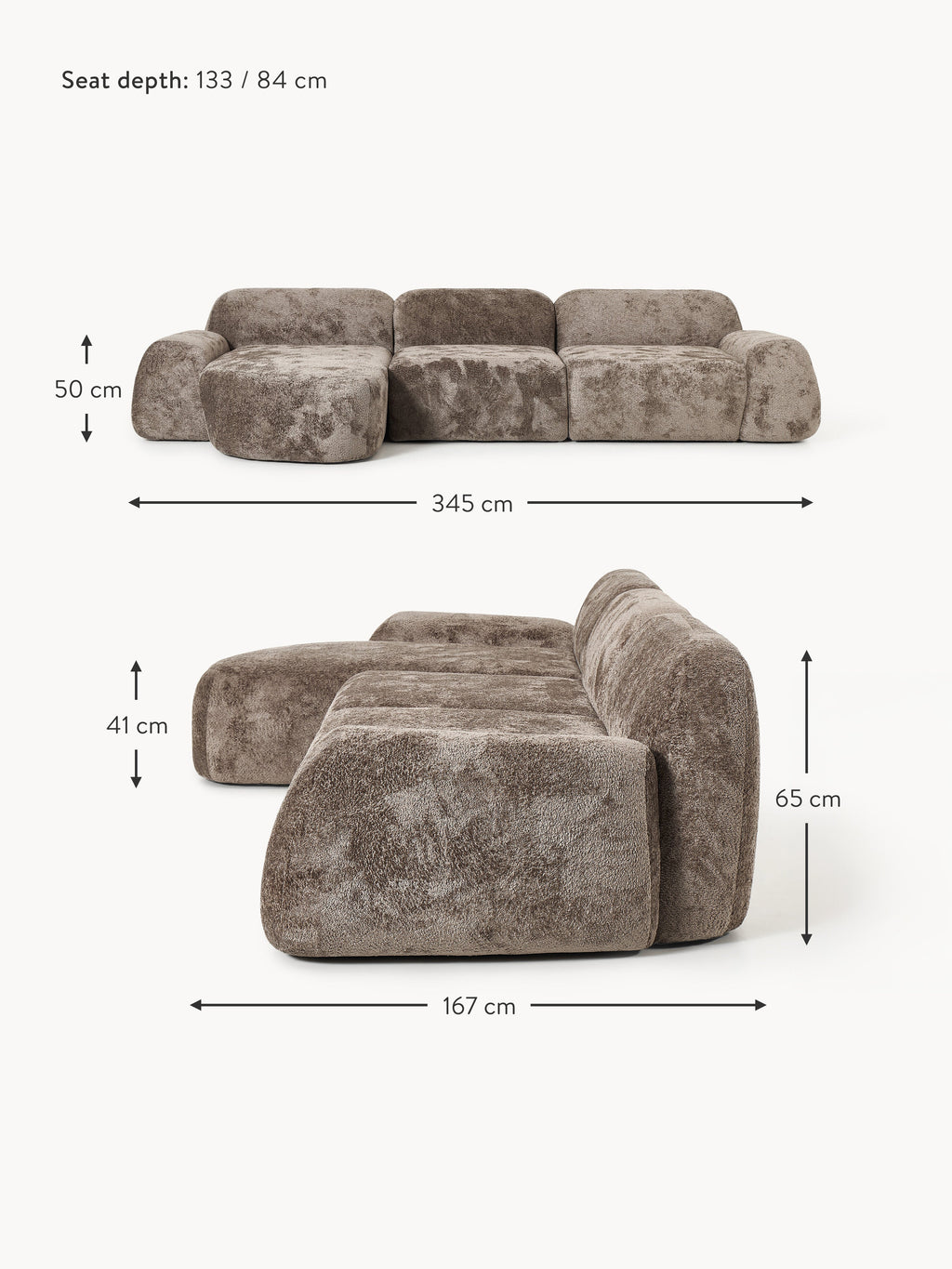 Wolke Modular Teddy Bouclé Corner Sofa (4-seater)