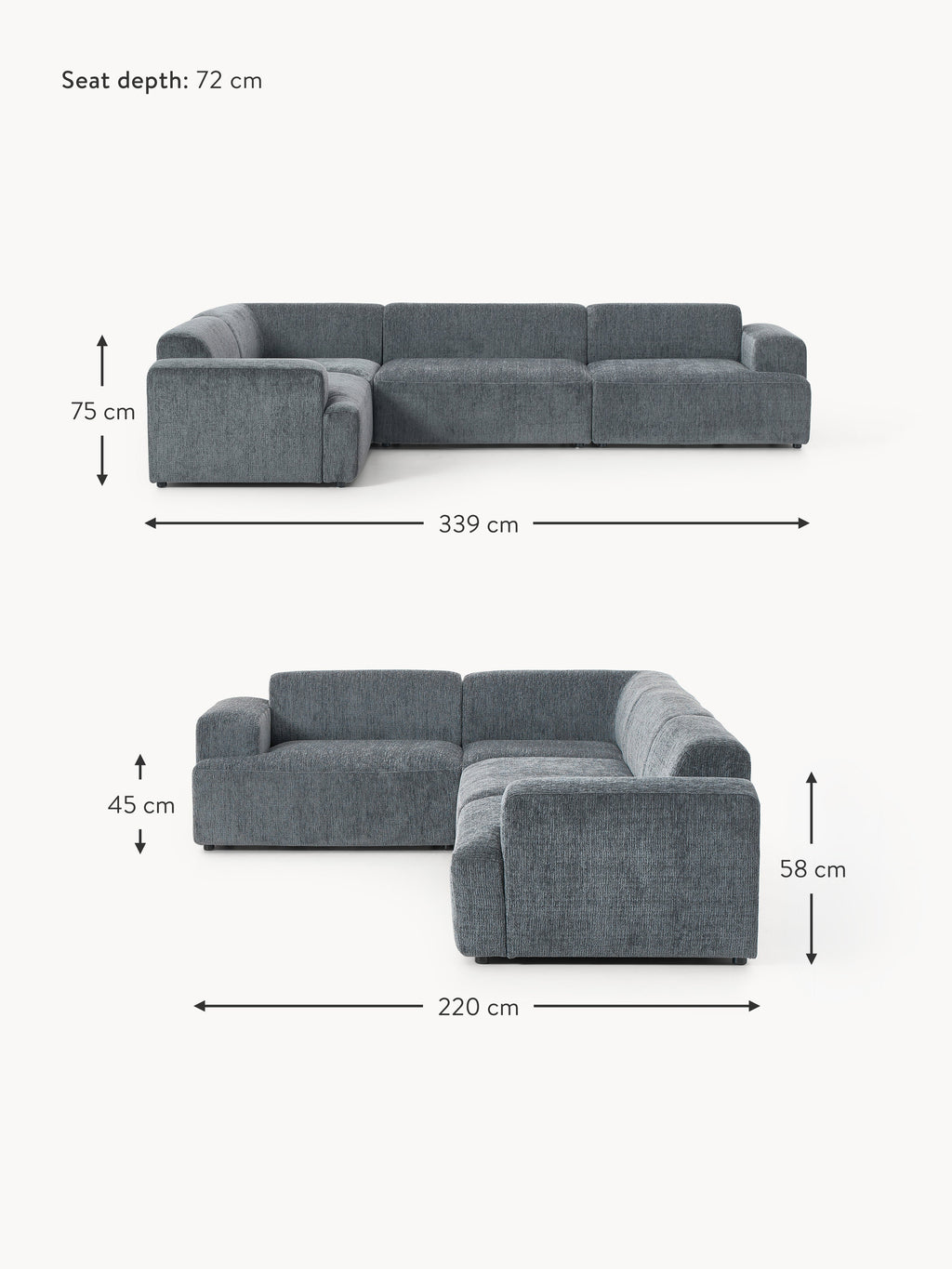Melva Large Corner Sofa (4-seater)