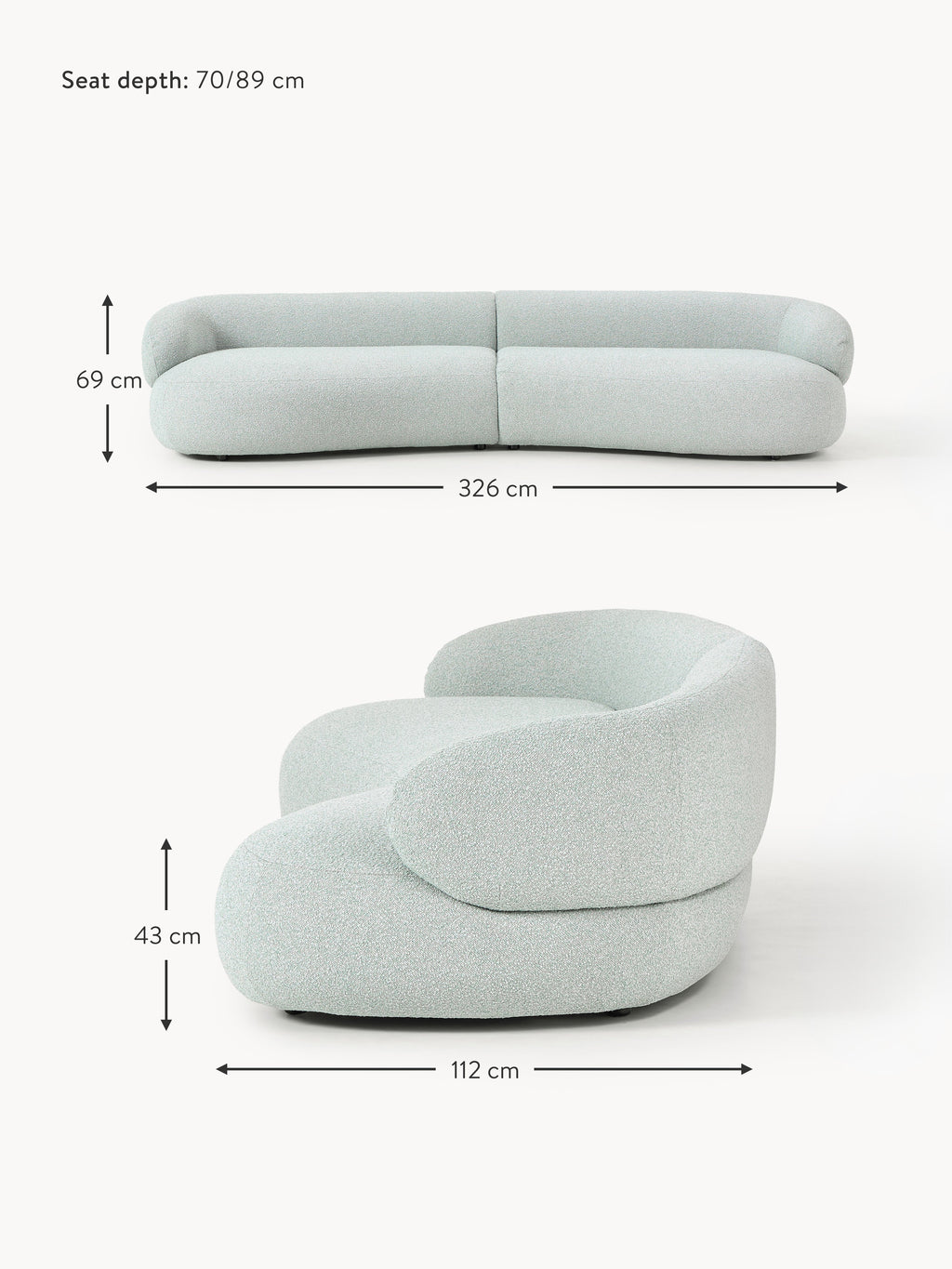 Alba Bouclé Sofa (4-seater)