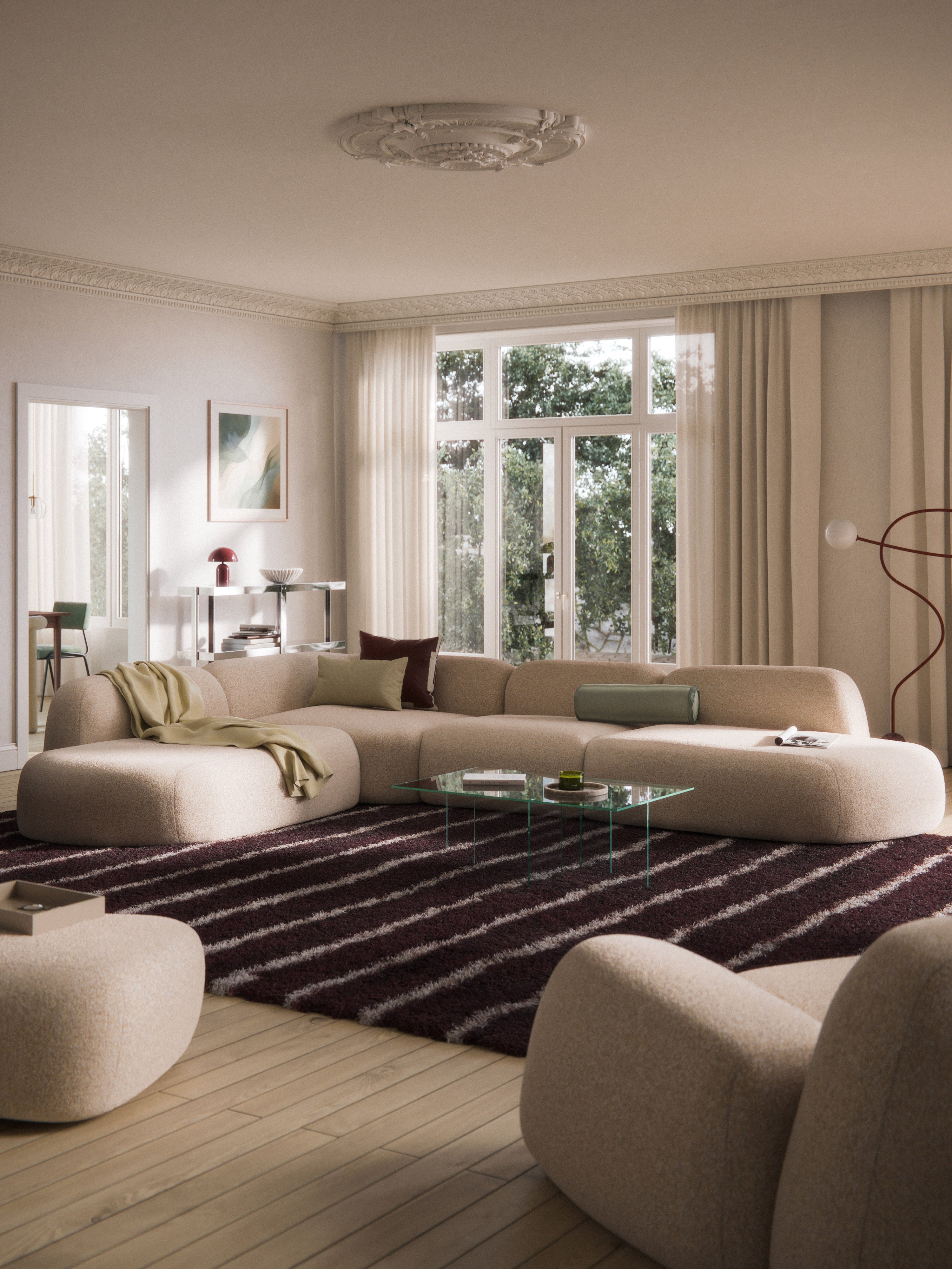 Wolke XL Modular Bouclé Corner Sofa with Chaise Ends
