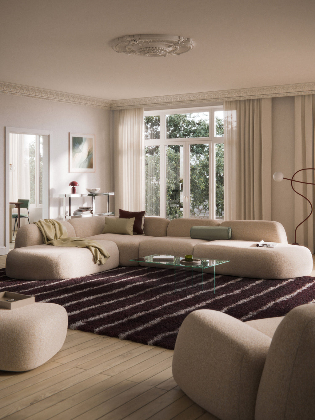Wolke XL Modular Bouclé Corner Sofa with Chaise Ends