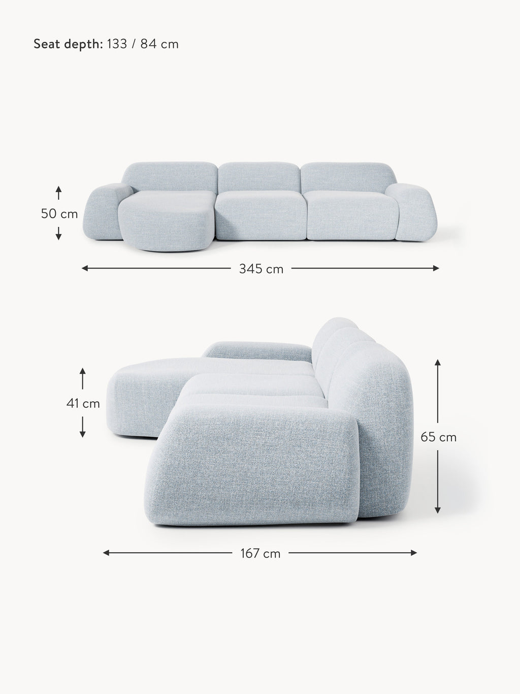 Wolke Modular Bouclé Corner Sofa (4-seater)
