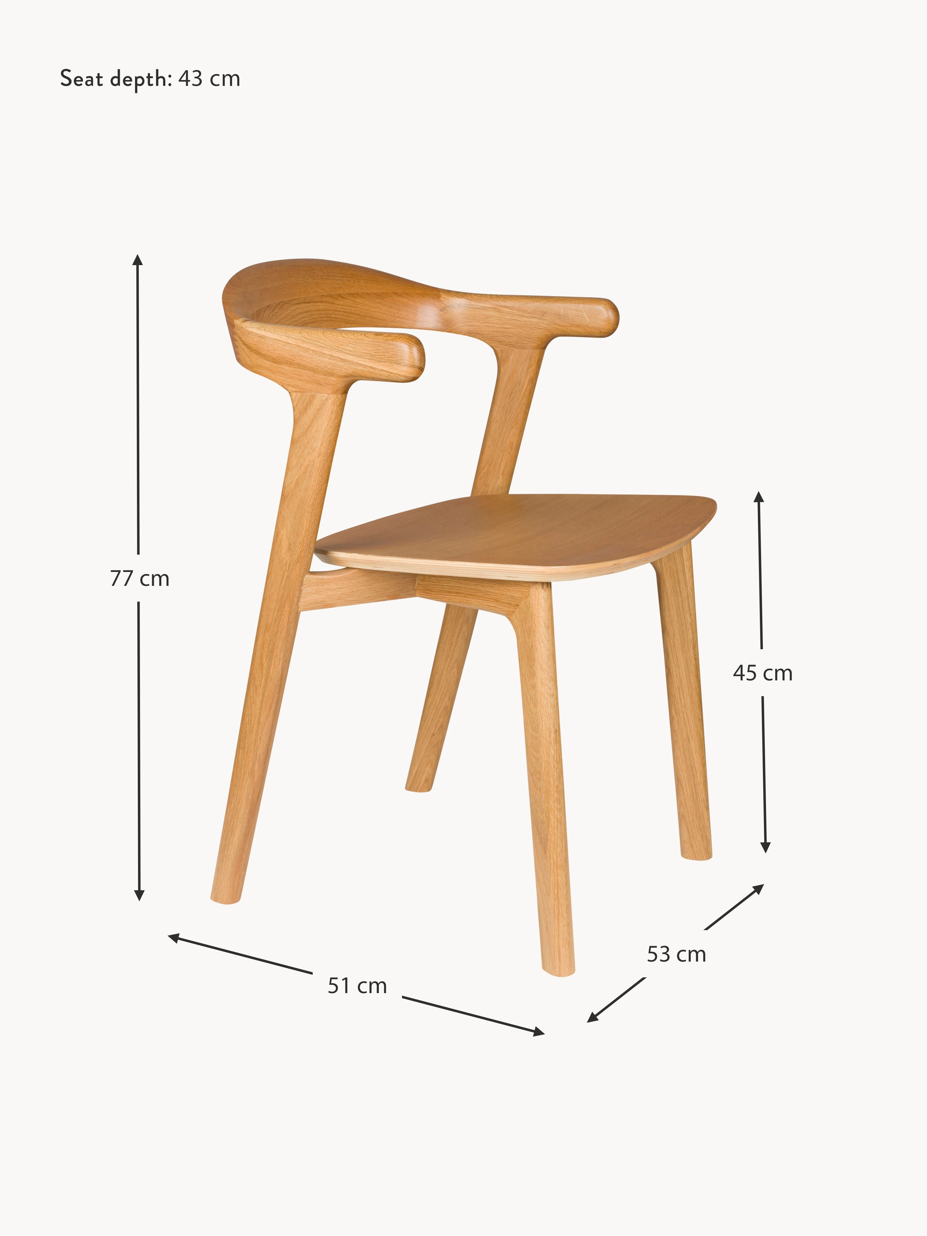 Northwood Wooden Dining Chairs with Armrests, Set of 2