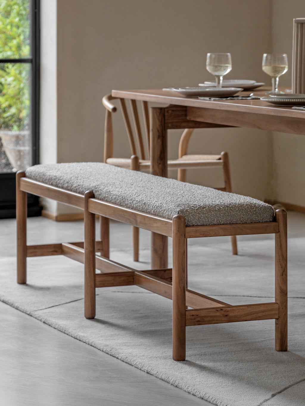 Cannes Upholstered Bouclé Bench