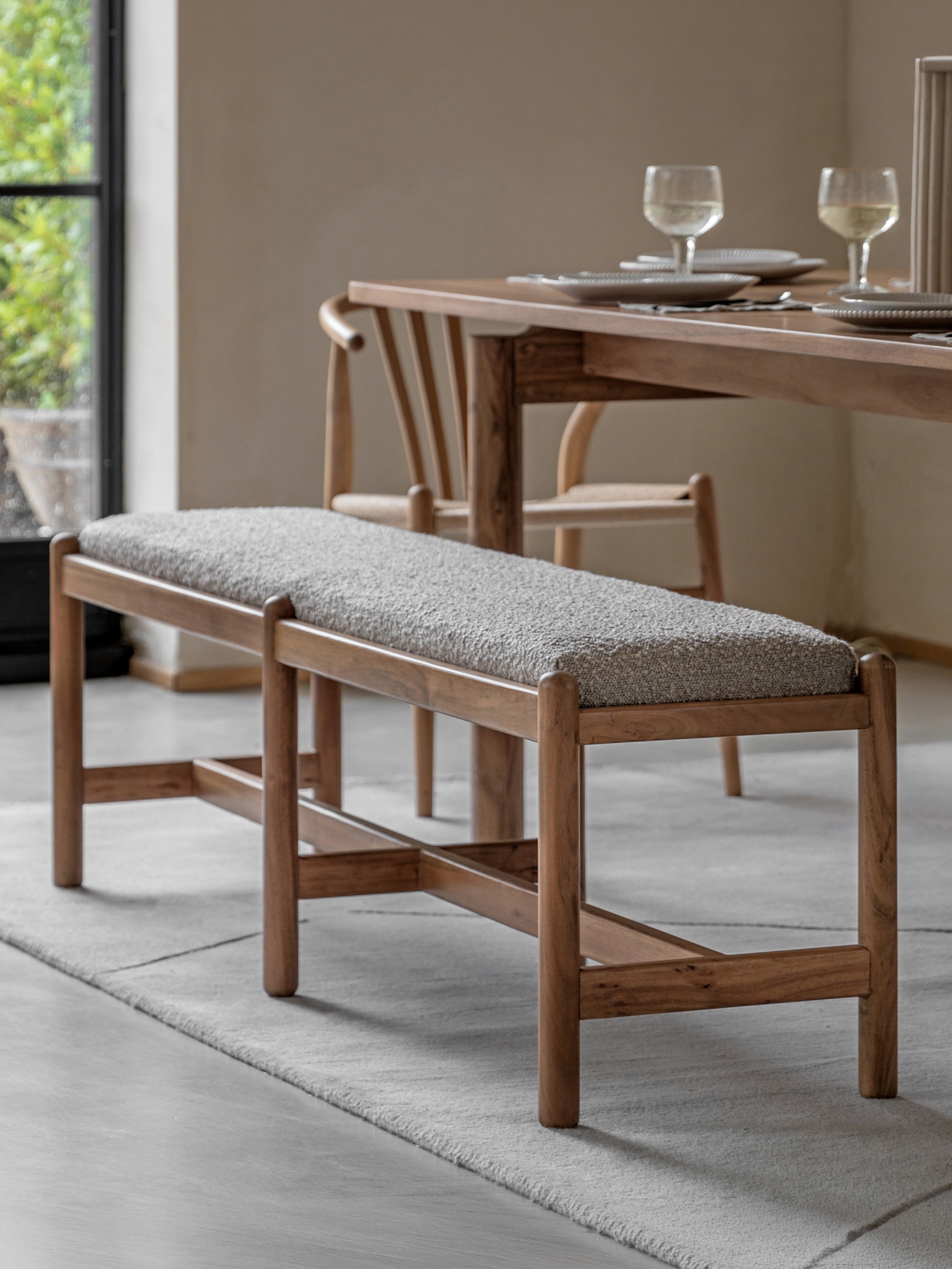 Cannes Upholstered Bouclé Bench