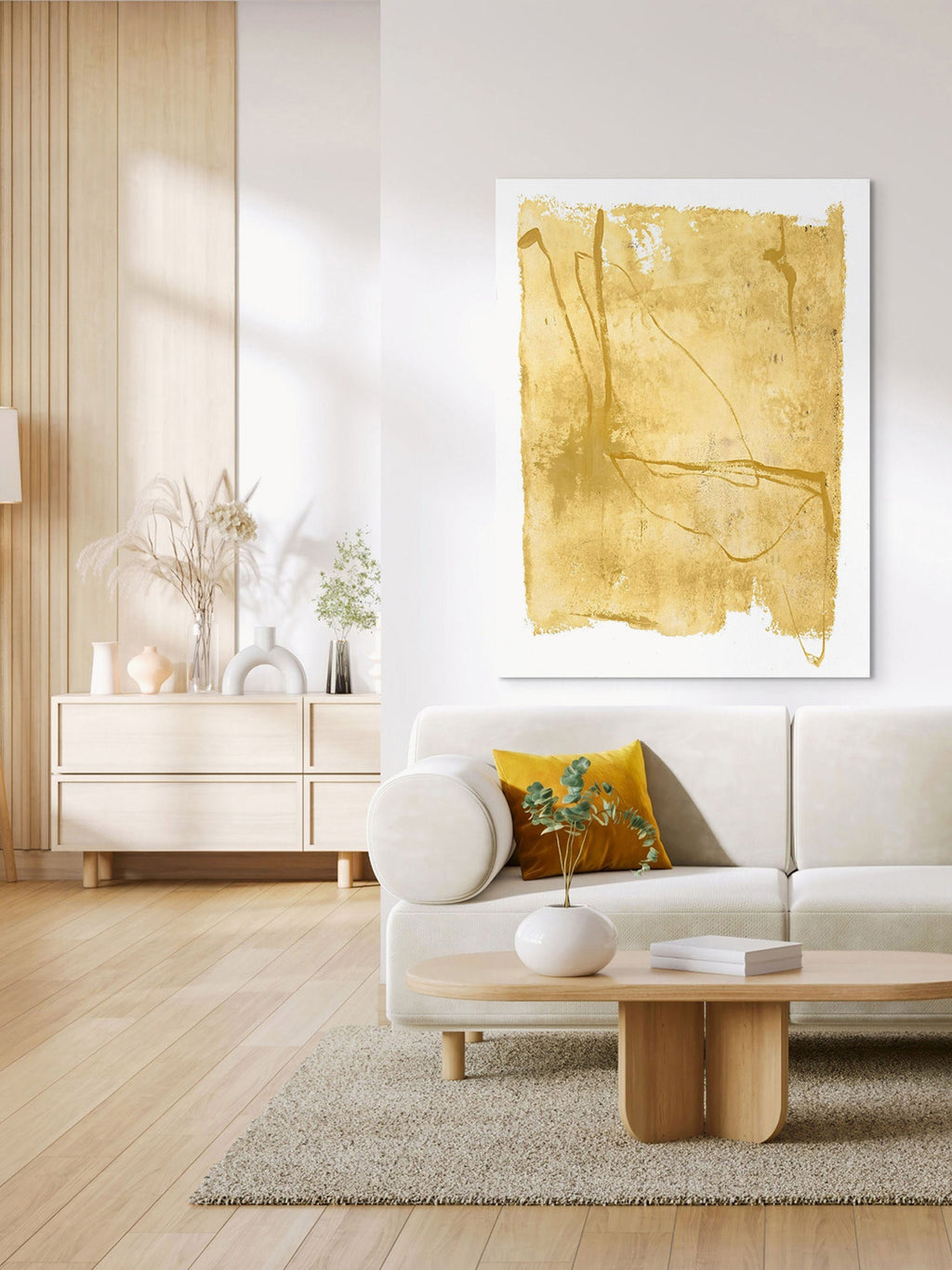 Layer Hand-Painted Canvas Art Yellow