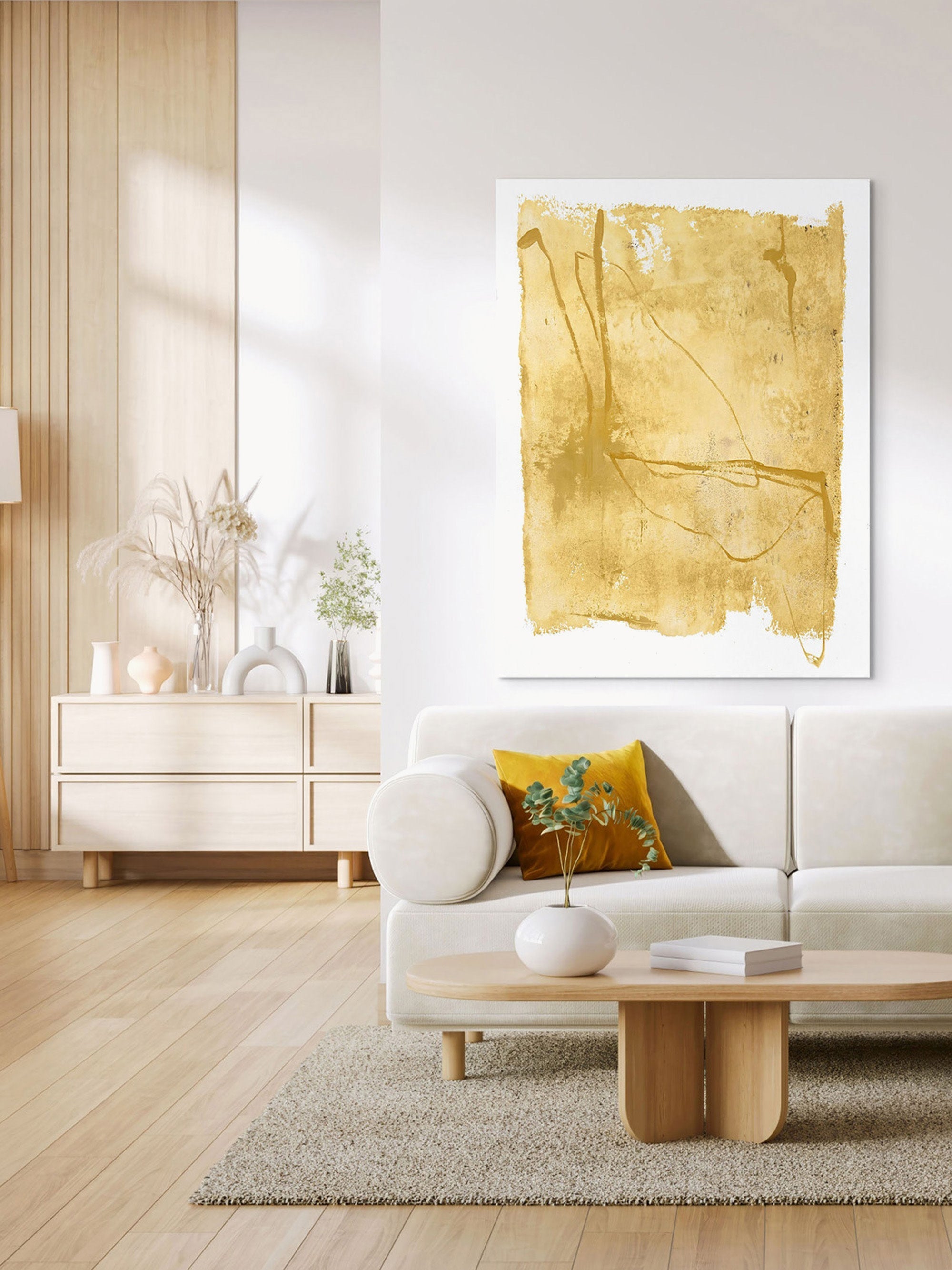 Layer Hand-Painted Canvas Art Yellow