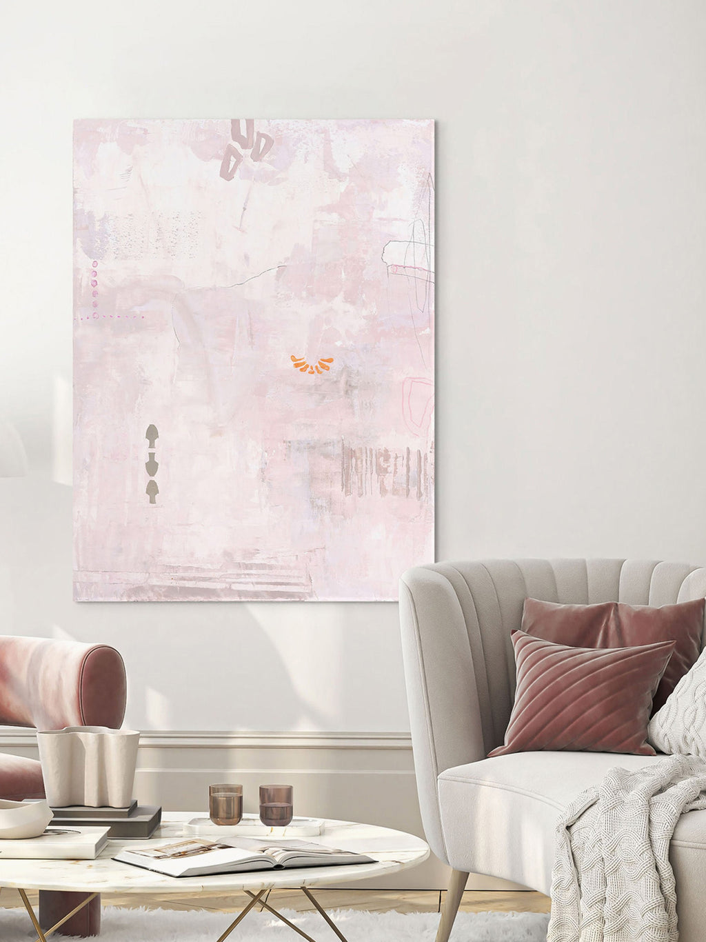 Petite Hand-Painted Canvas Art Pink