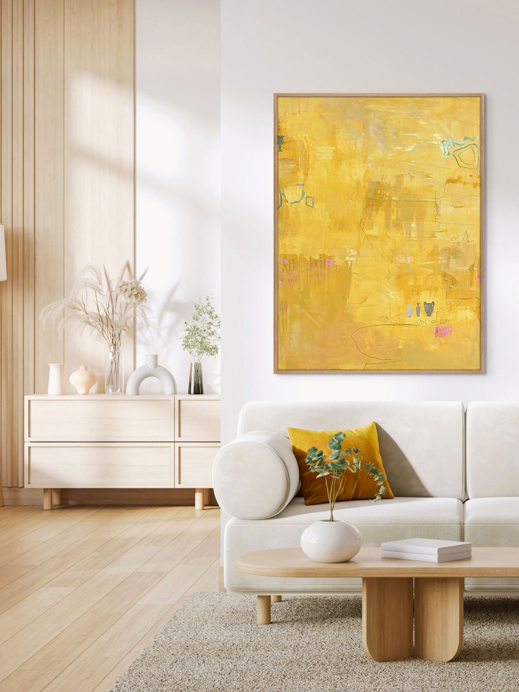 Petite Hand-Painted Canvas Art Yellow