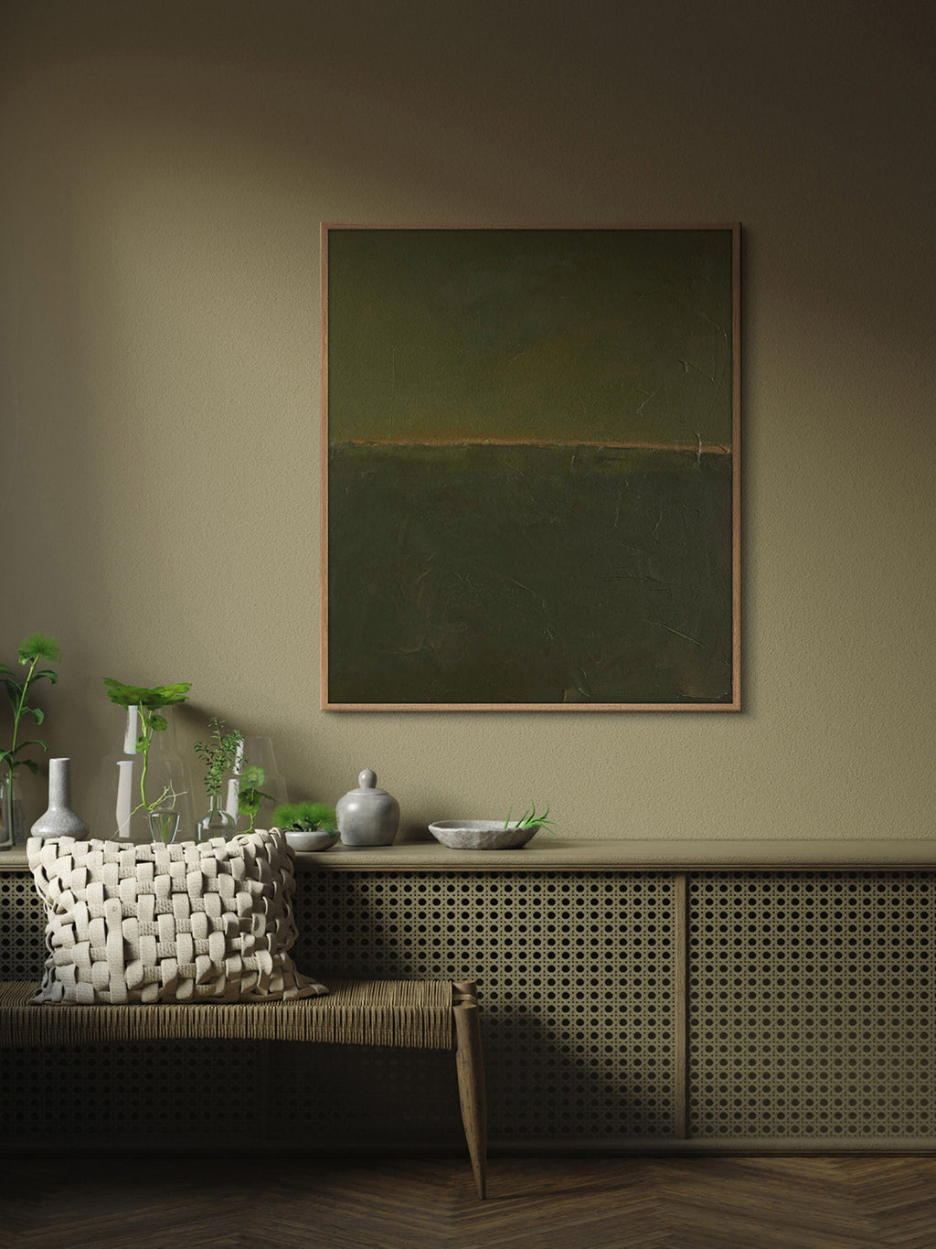 Green Hand-Painted Canvas Art Edge