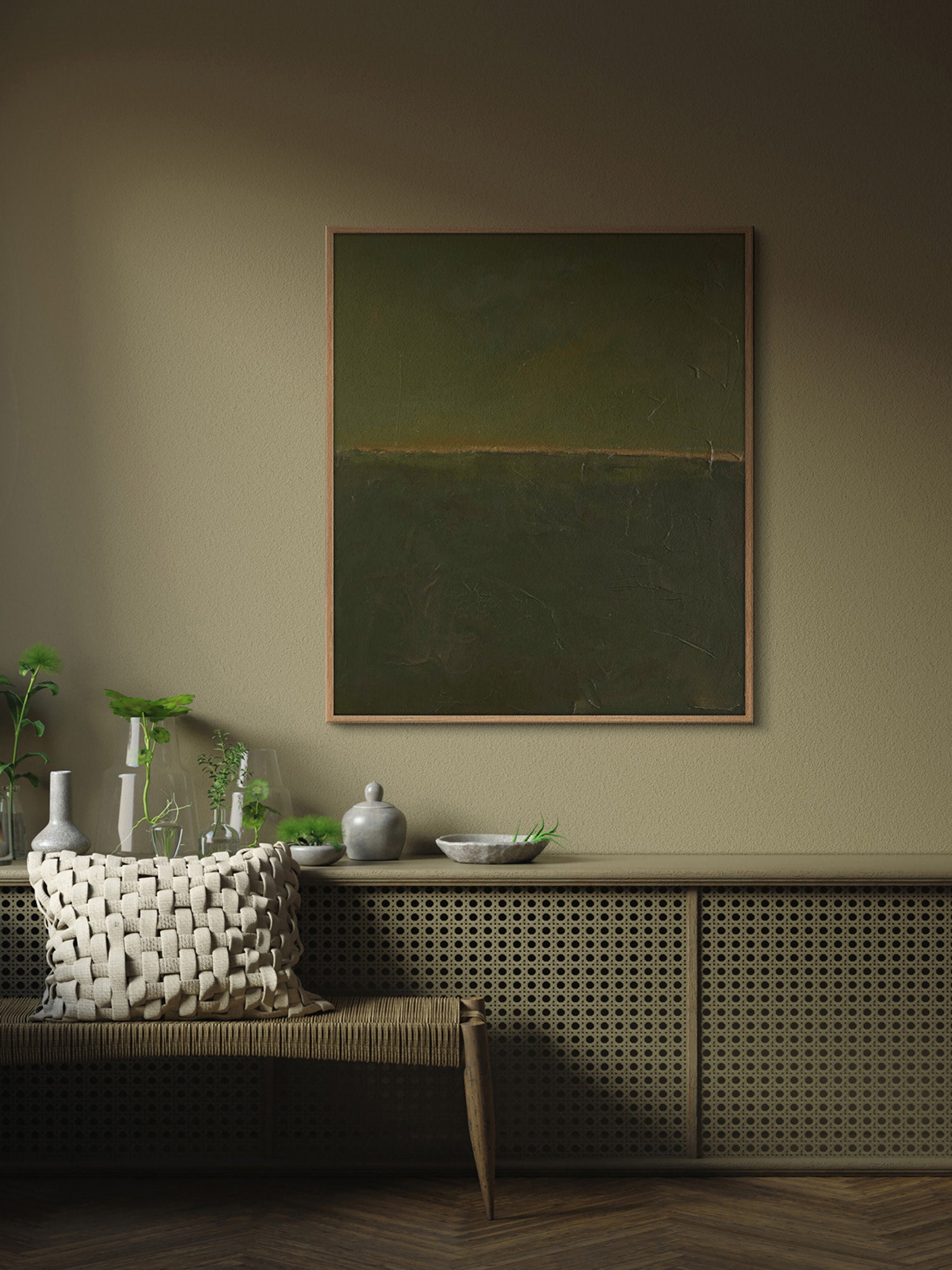Green Hand-Painted Canvas Art Edge