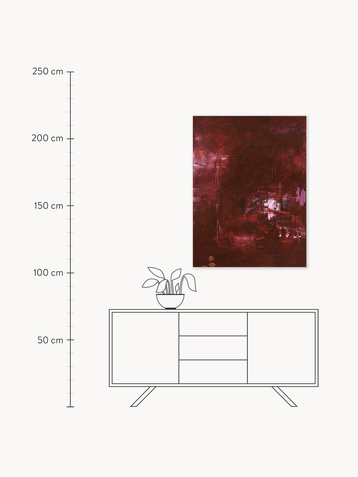 Red Hand-Painted Canvas Art Invisible