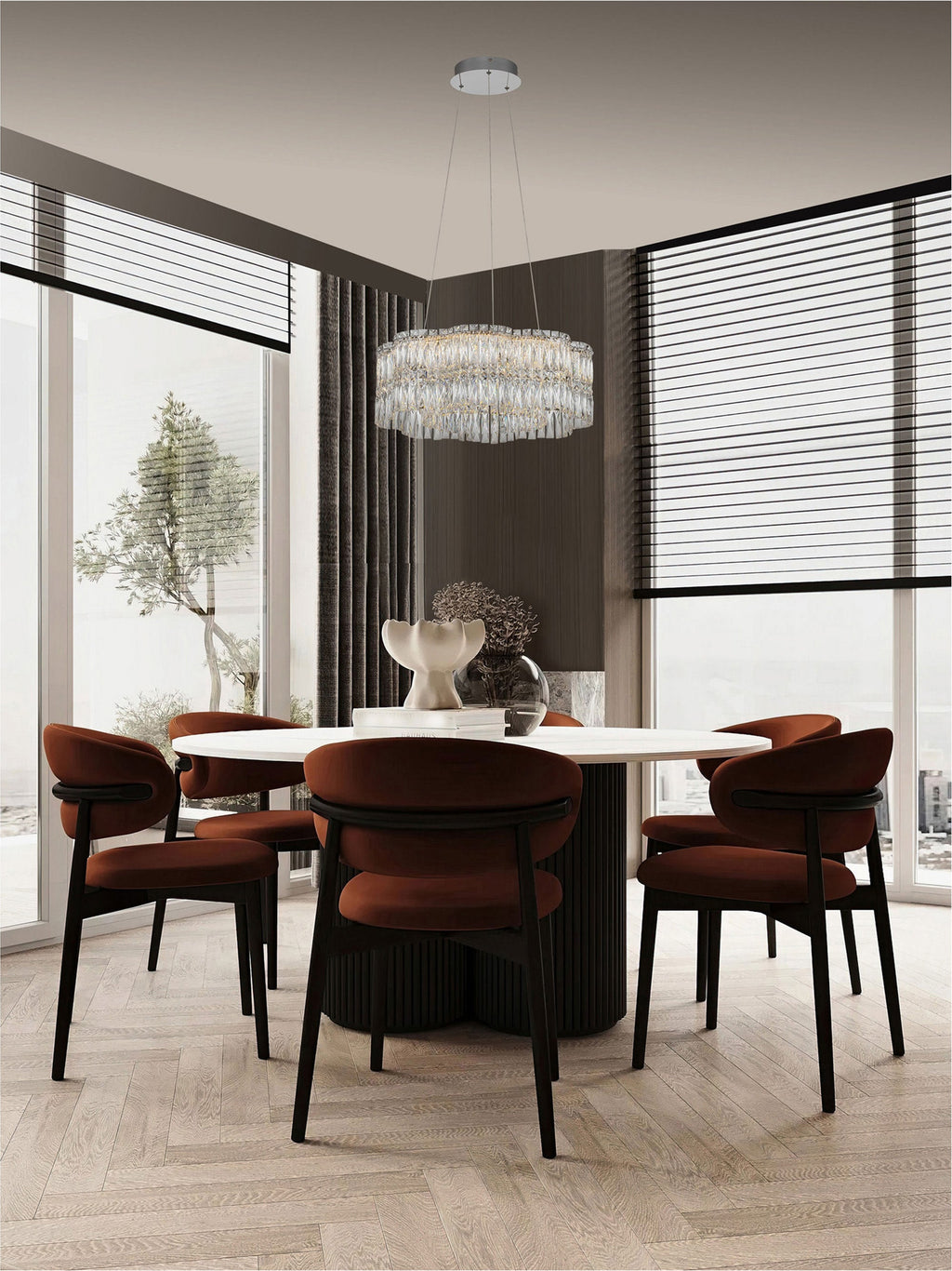Nuvia Dimmable LED Crystal Glass Chandelier