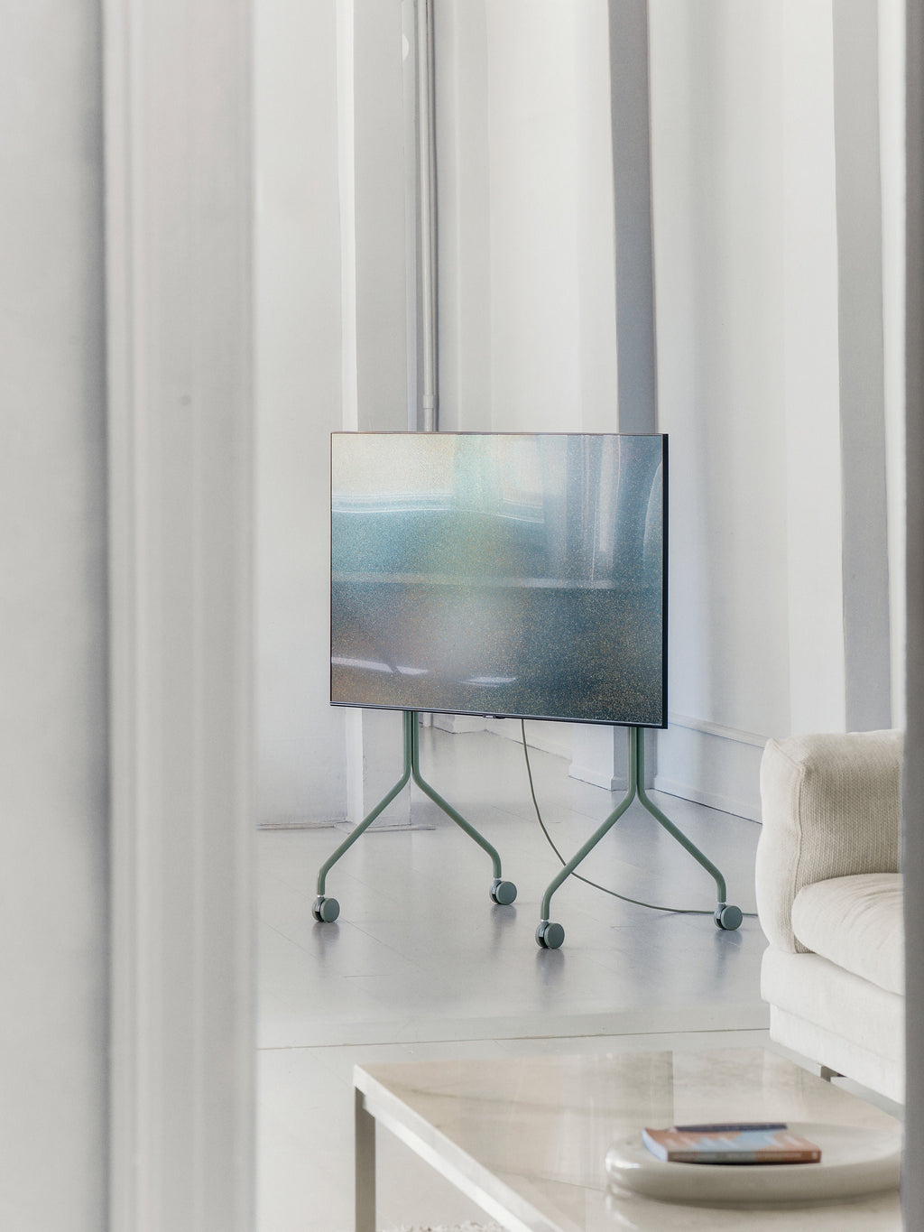 Tall TV Stand Moon Rollin' with Wheels