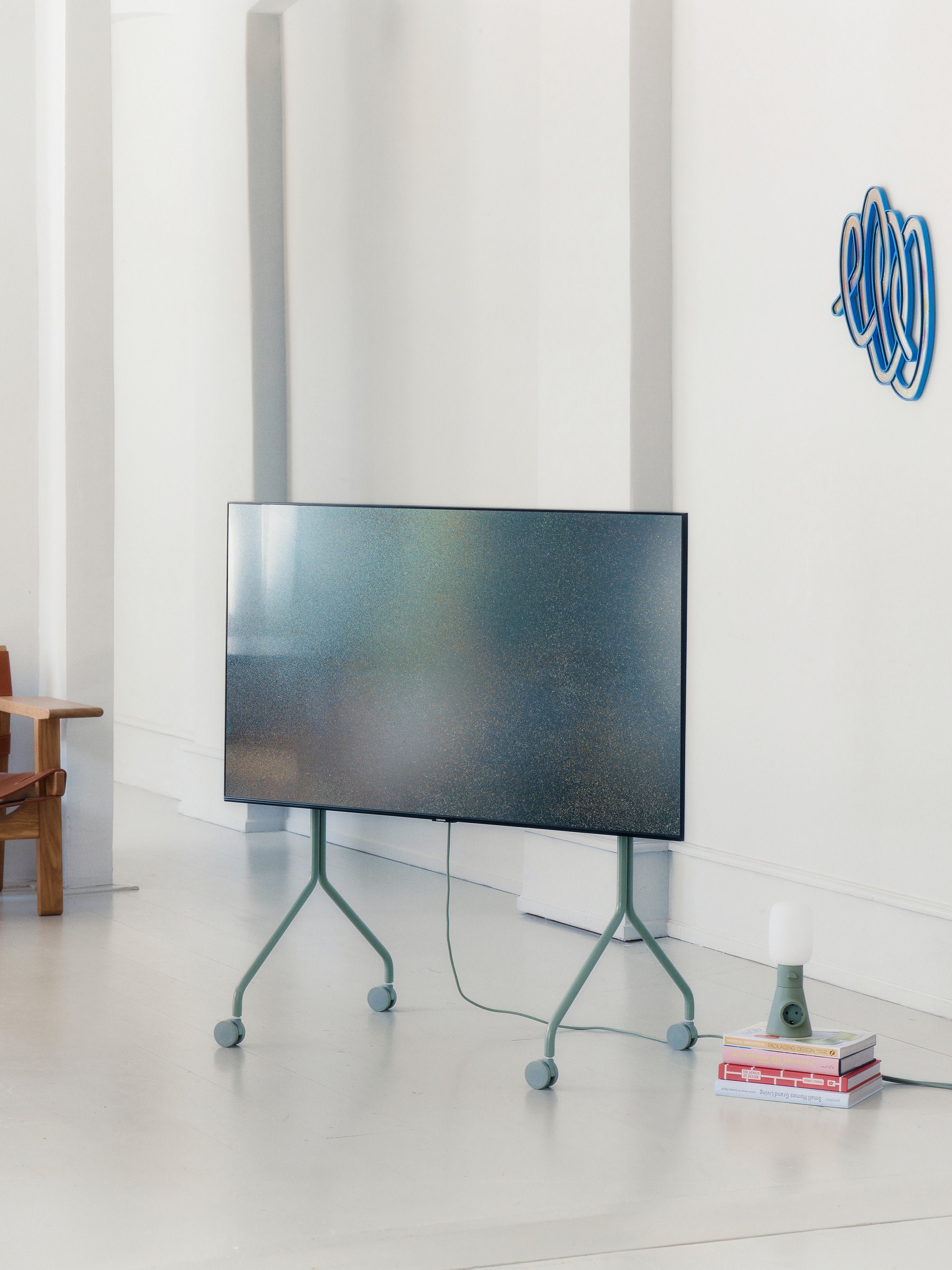 Tall TV Stand Moon Rollin' with Wheels