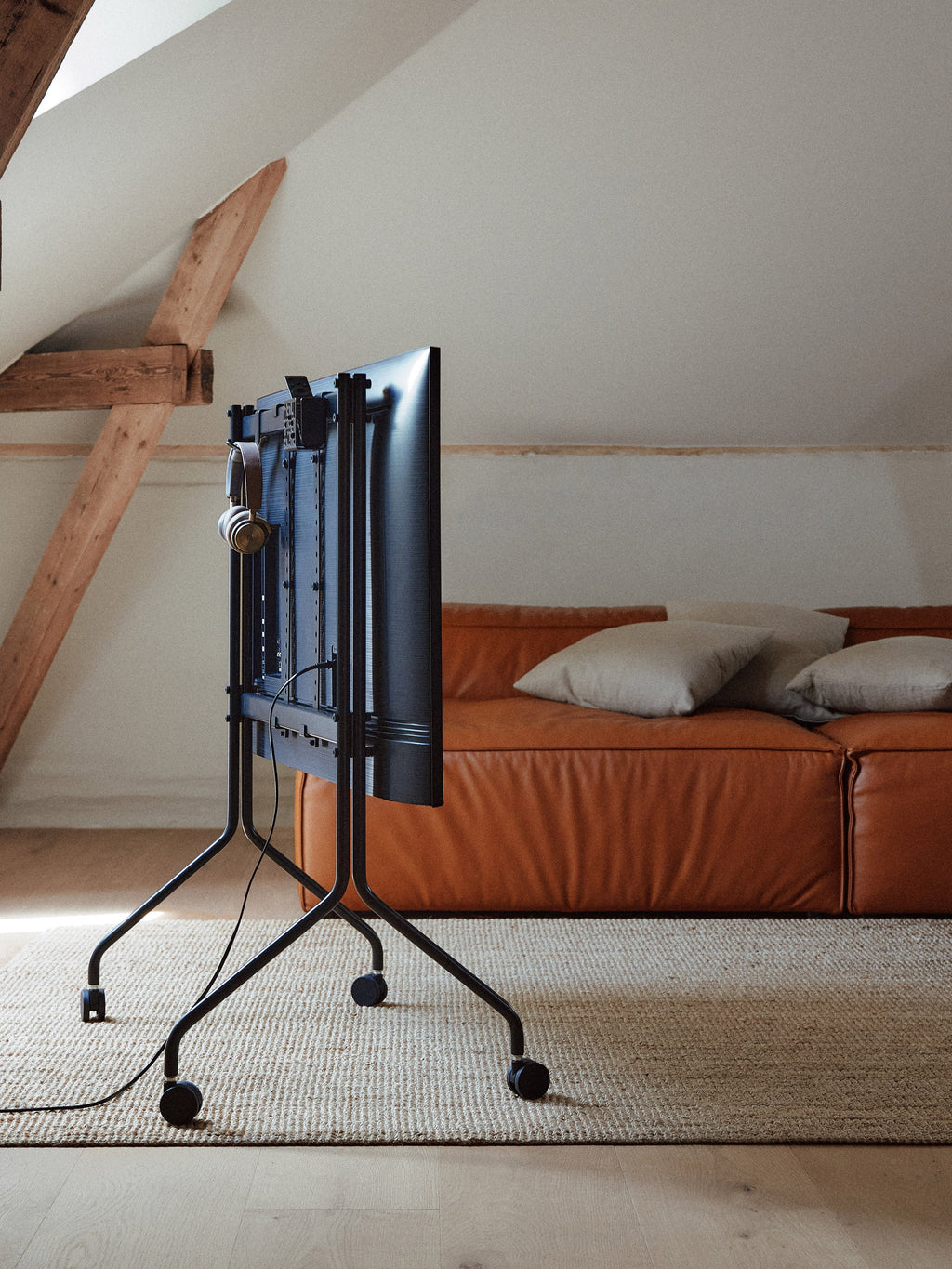 Tall TV Stand Moon Rollin' with Wheels