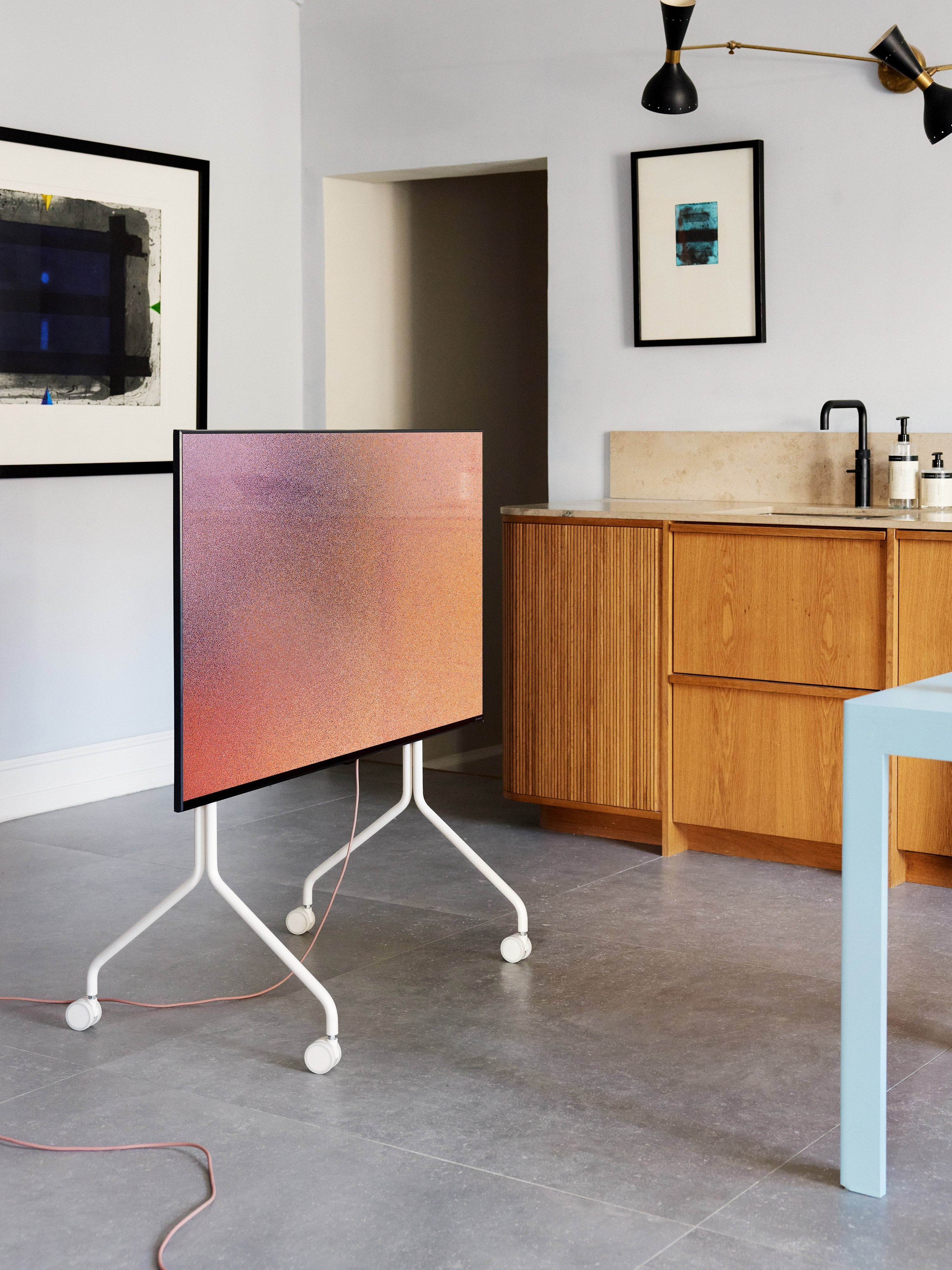 Tall TV Stand Moon Rollin' with Wheels