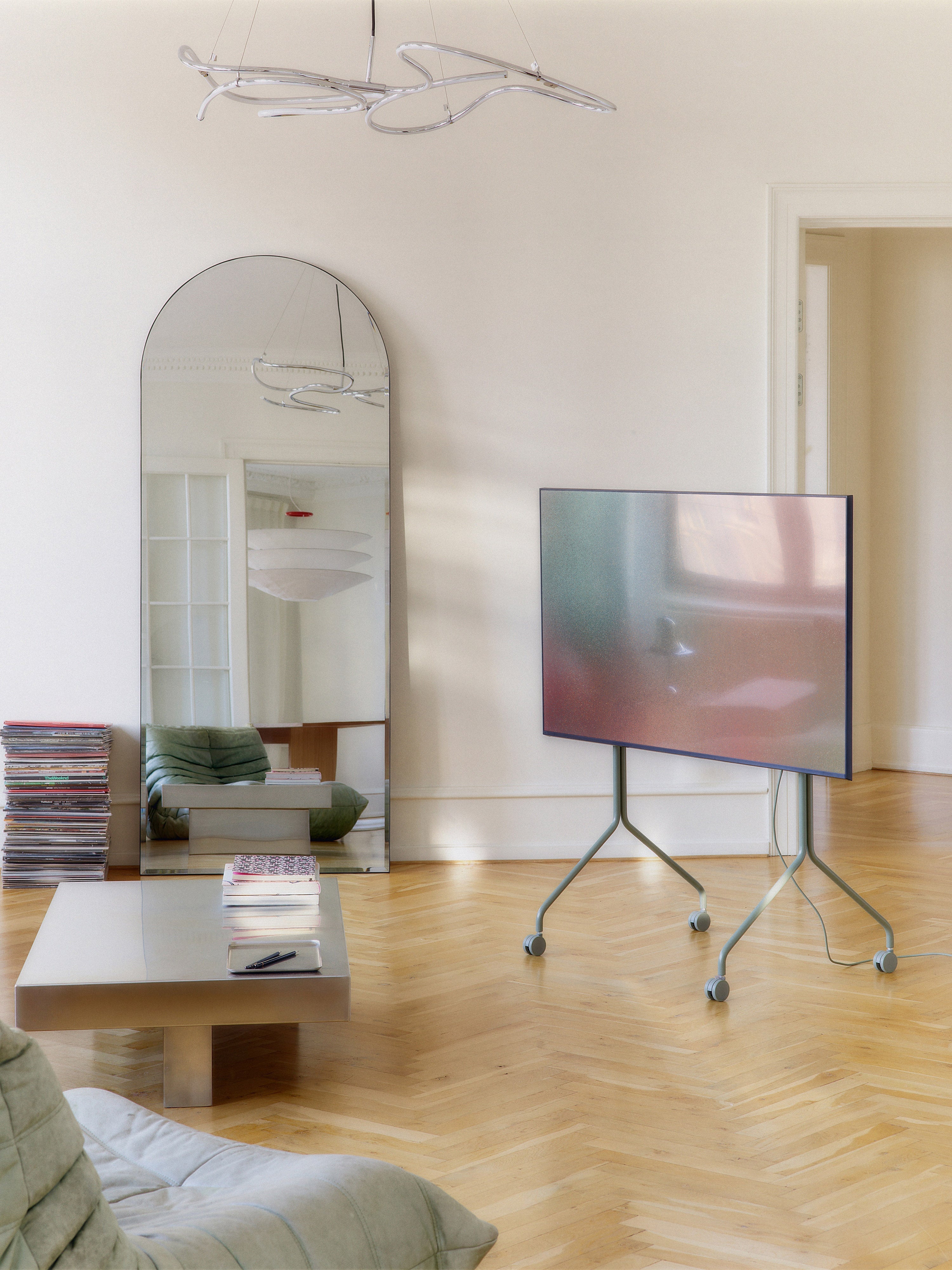Light TV Stand Moon with Wheels