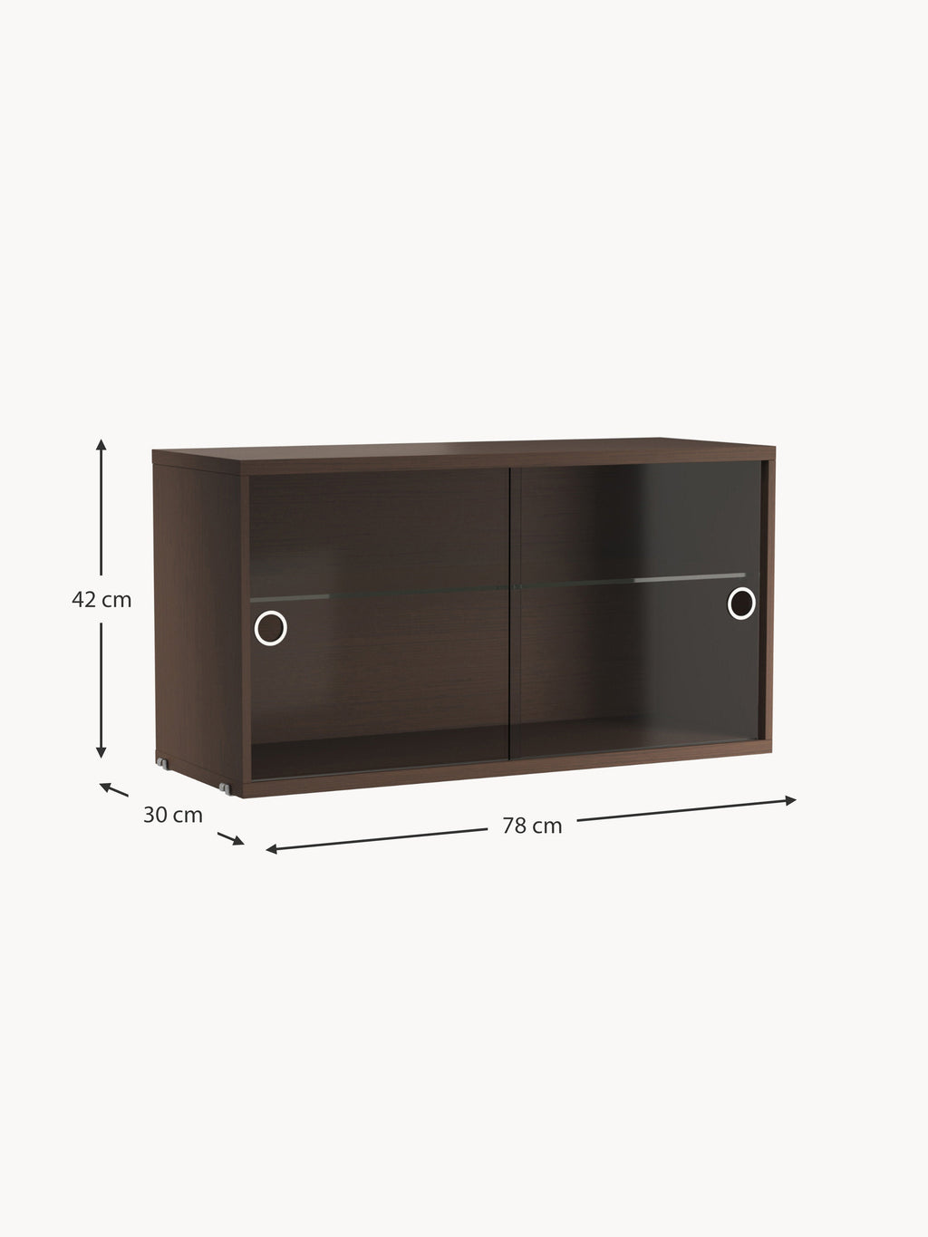 Display Cabinet String System with Sliding Glass Doors, W 78 x D 30 cm
