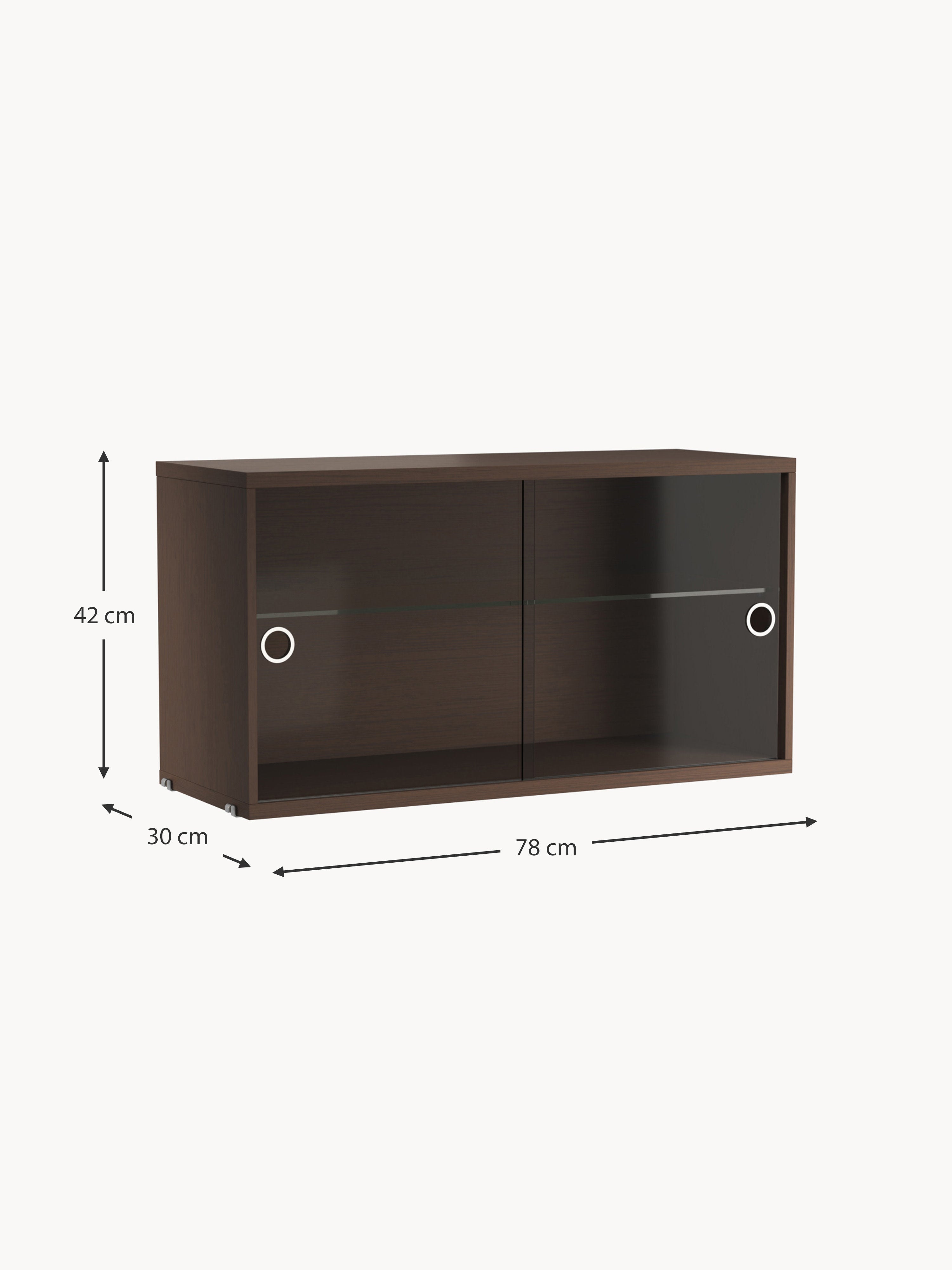 Display Cabinet String System with Sliding Glass Doors, W 78 x D 30 cm