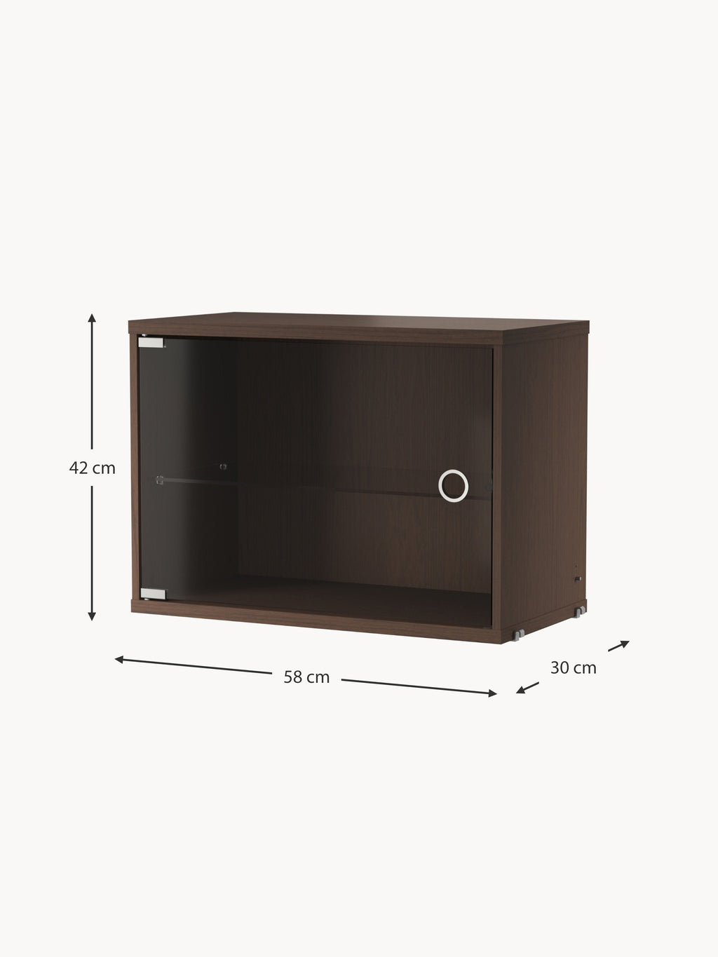 Display Cabinet String System with Swing Glass Door, W 58 x D 30 cm