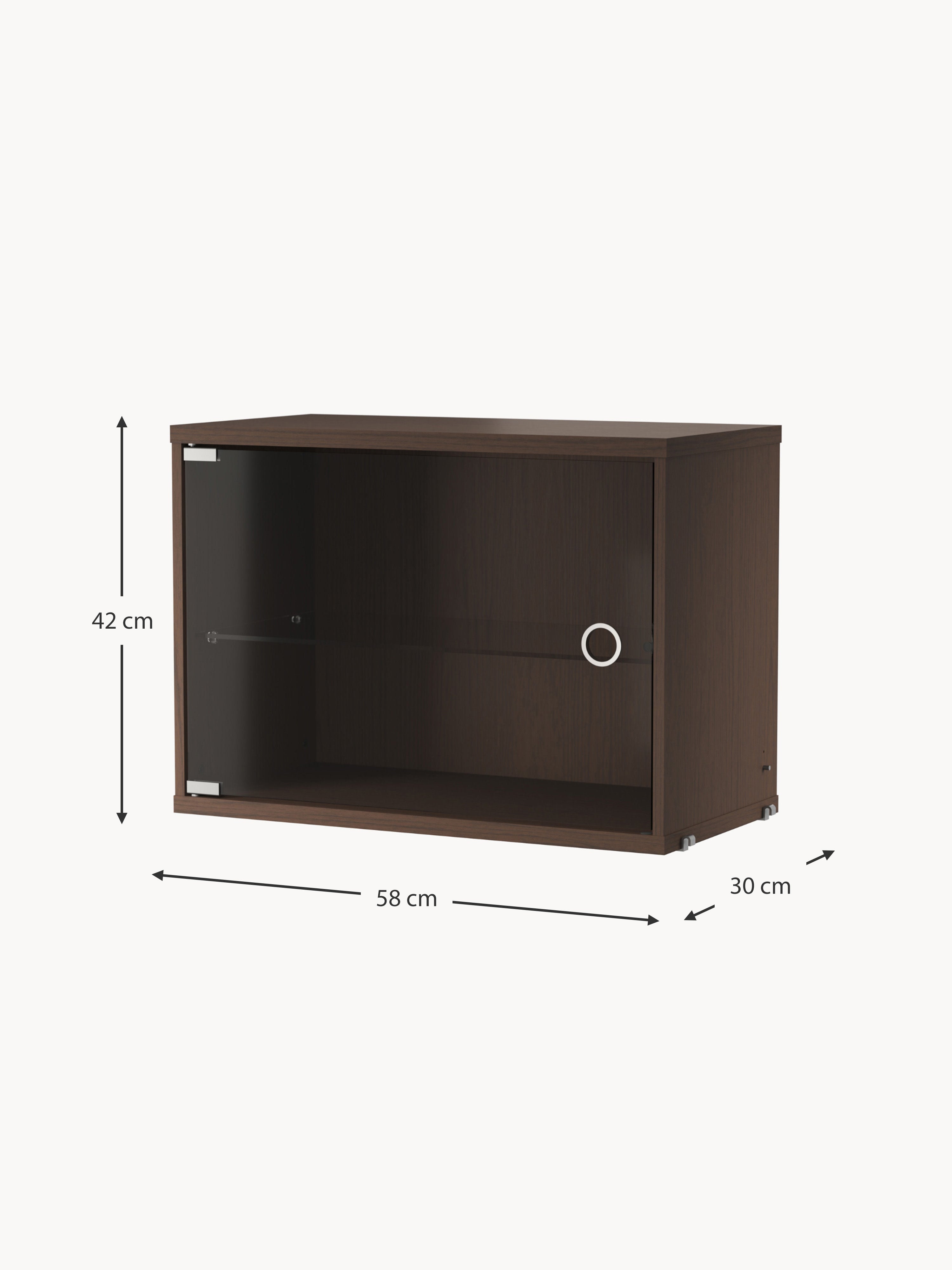 Display Cabinet String System with Swing Glass Door, W 58 x D 30 cm