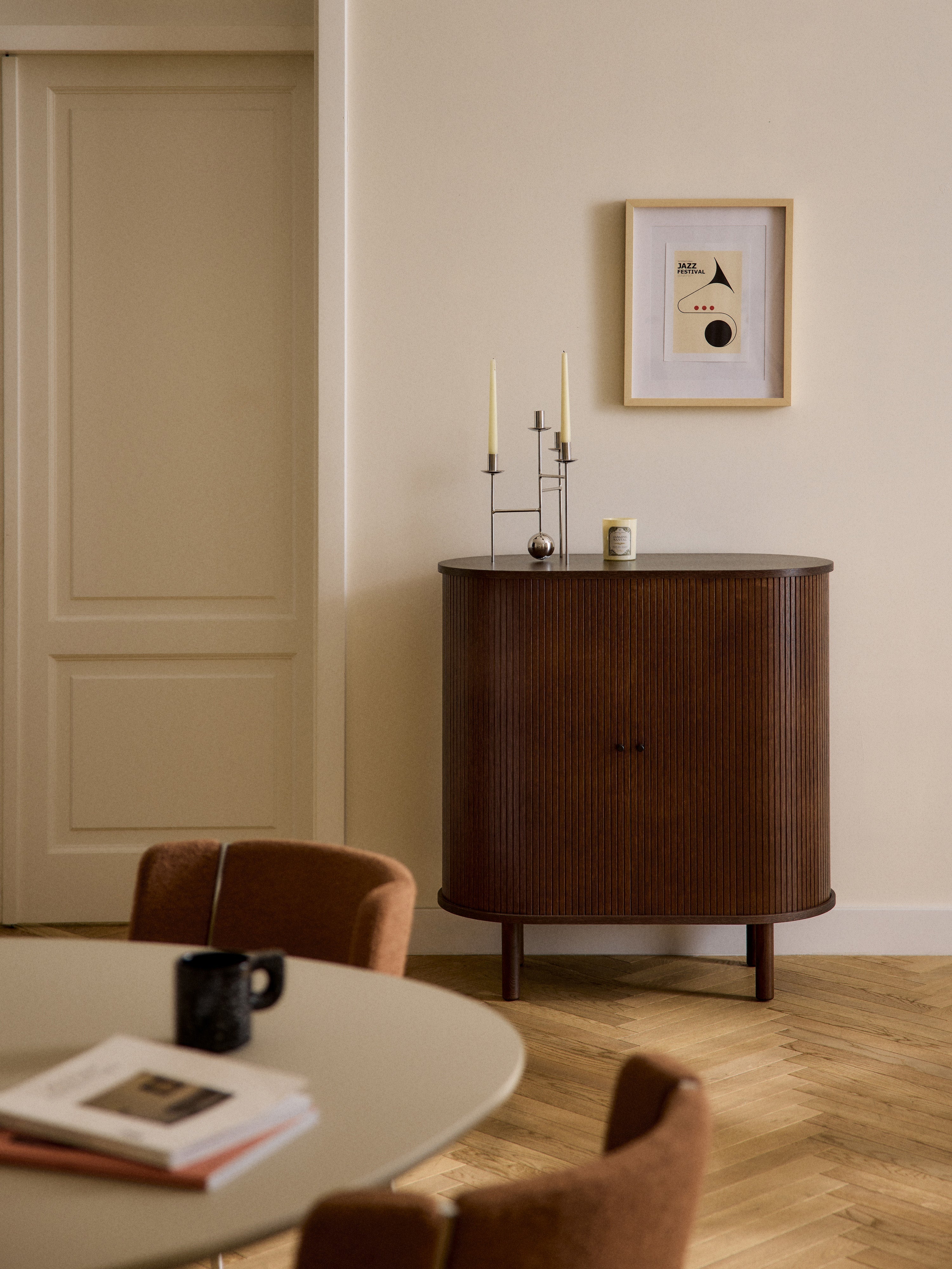 Calary Bar Cabinet with Fluted Front