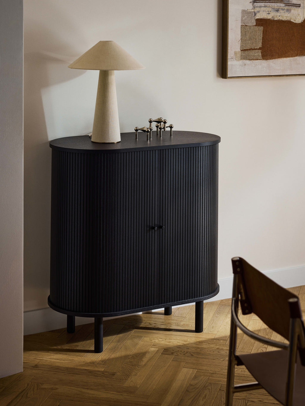 Calary Bar Cabinet with Fluted Front
