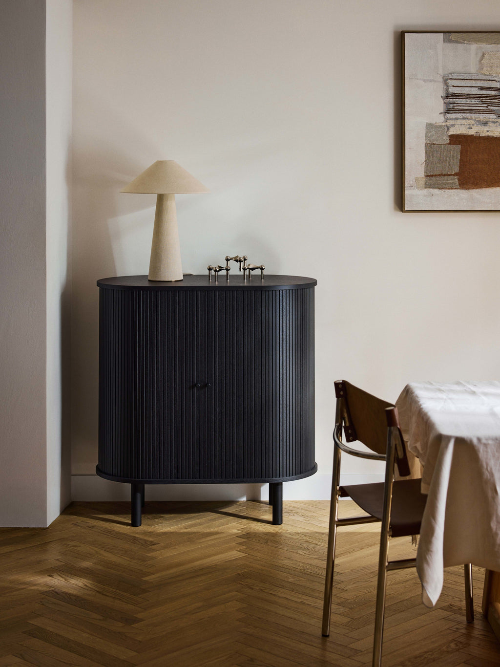 Calary Bar Cabinet with Fluted Front