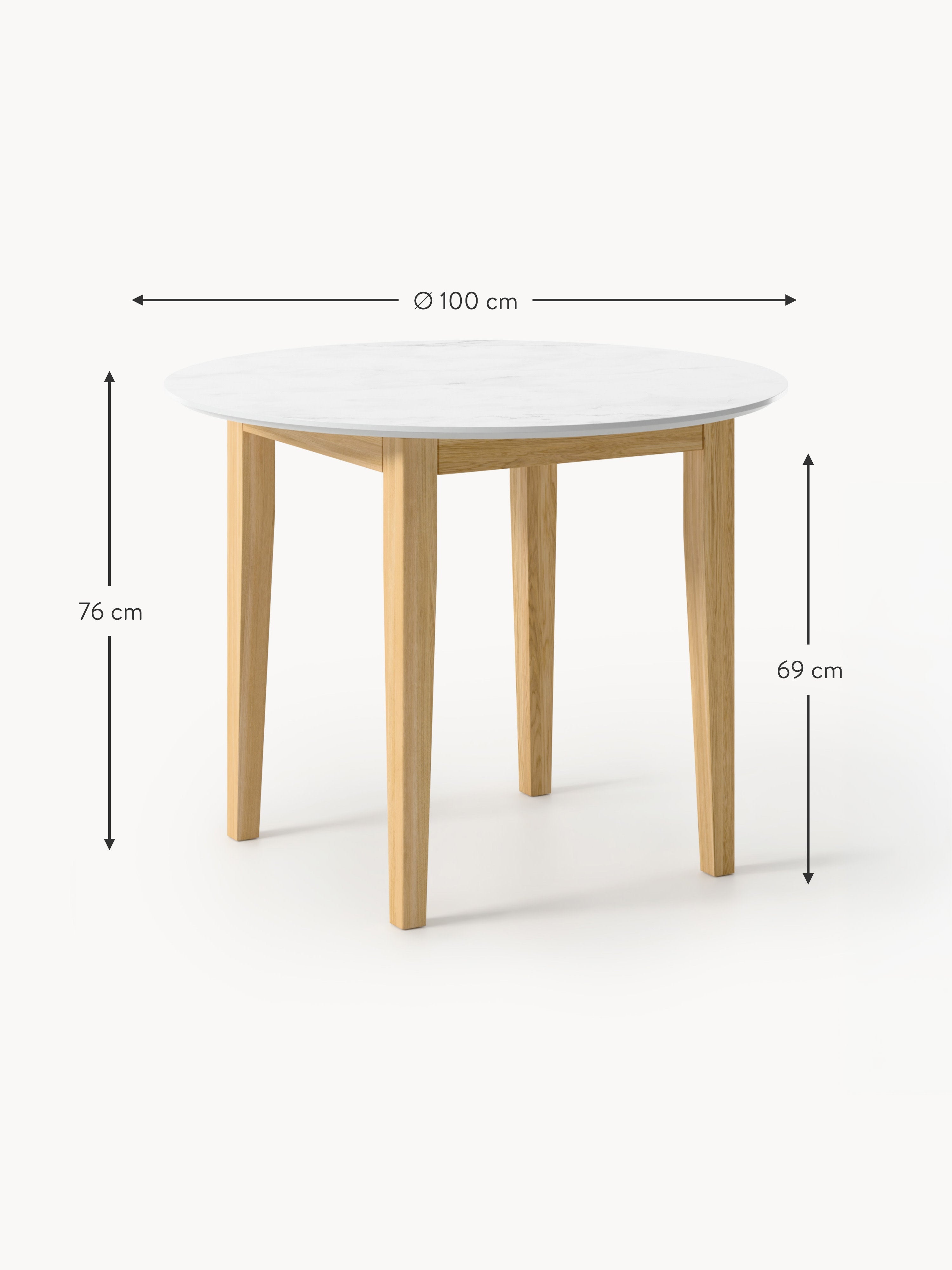 Jackson Round Marble Effect Dining Table, in various sizes