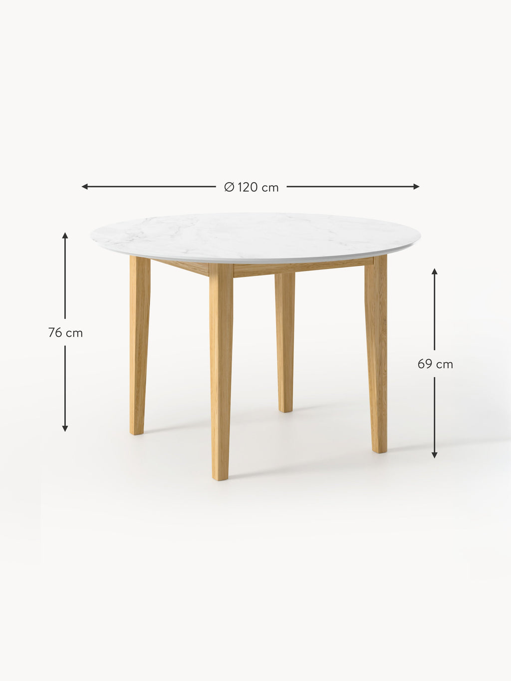 Jackson Round Marble Effect Dining Table, in various sizes
