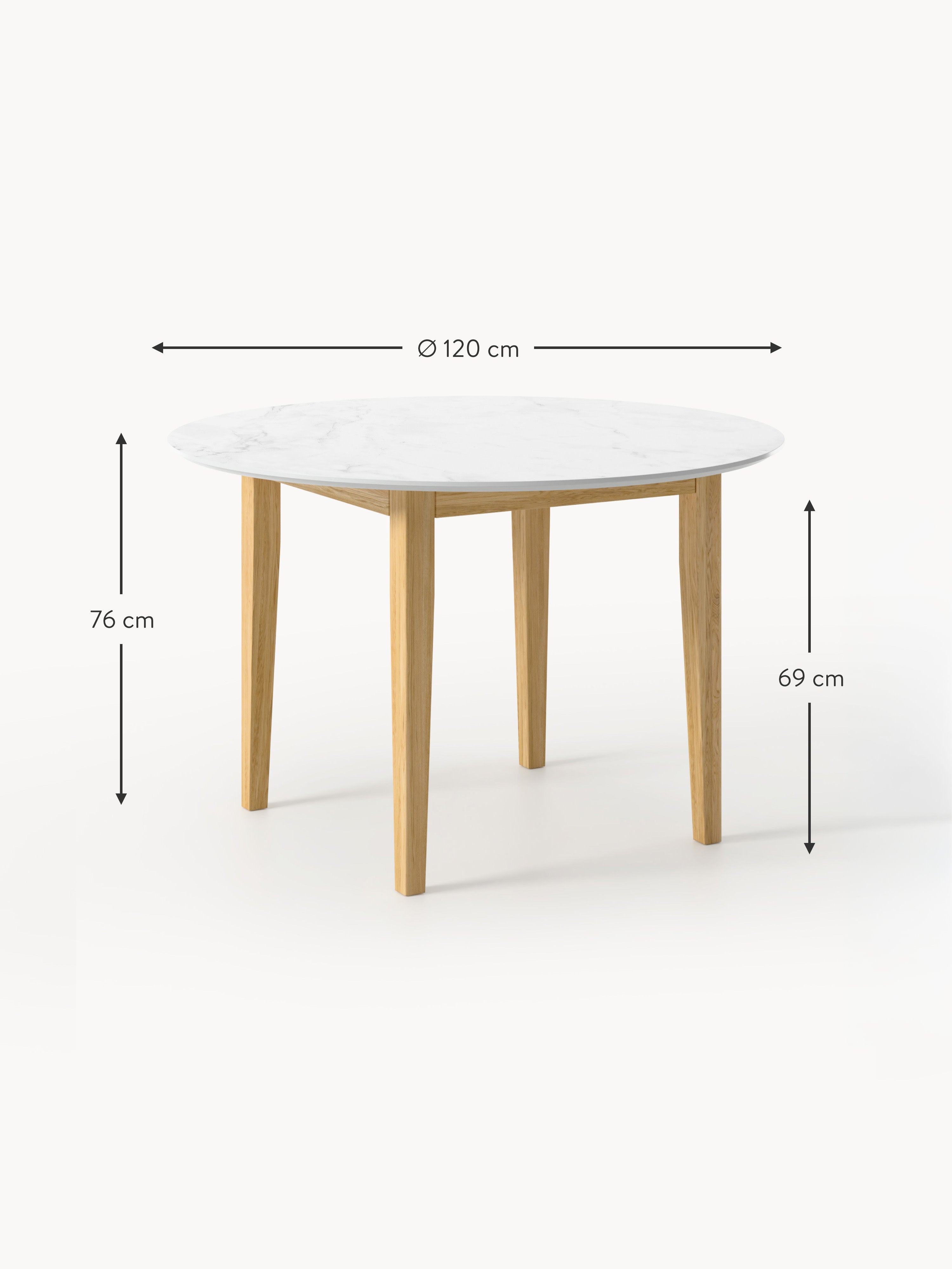 Jackson Round Marble Effect Dining Table, in various sizes