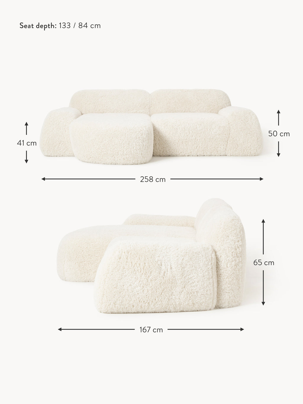 Wolke Modular Teddy Corner Sofa (3-seater)