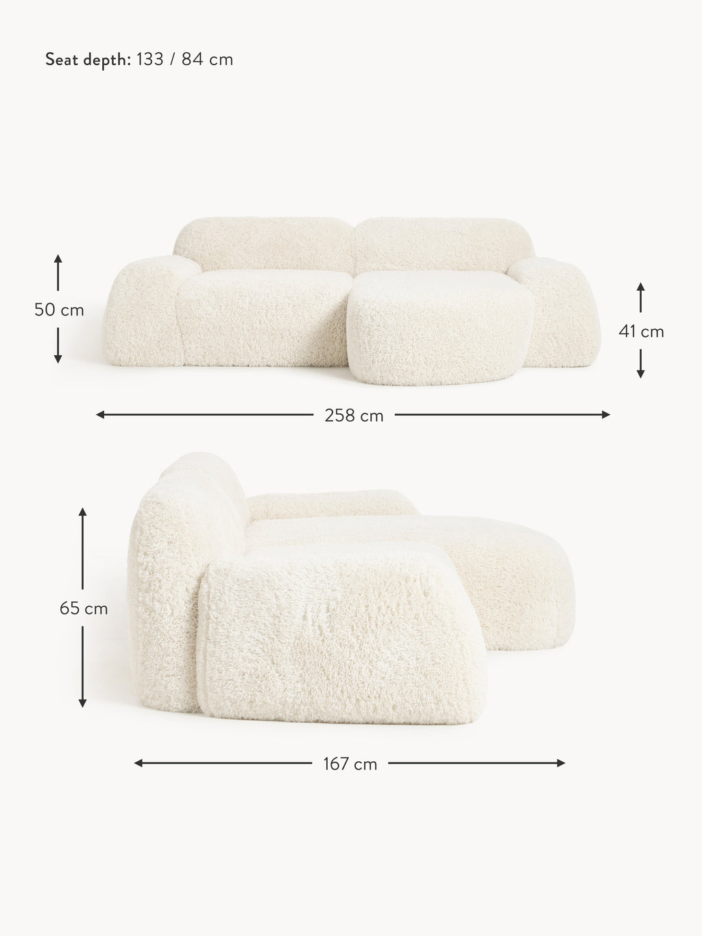 Wolke Modular Teddy Corner Sofa (3-seater)
