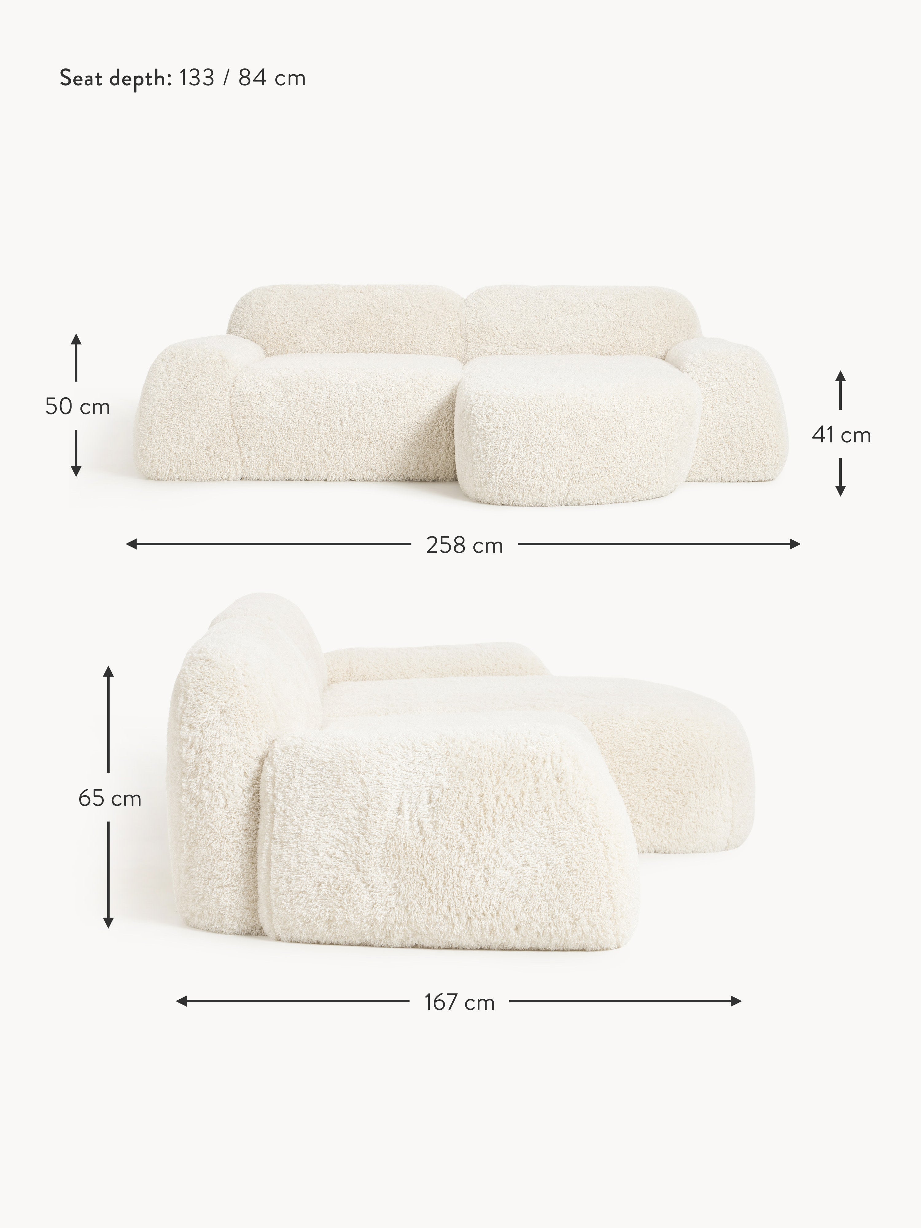 Wolke Modular Teddy Corner Sofa (3-seater)