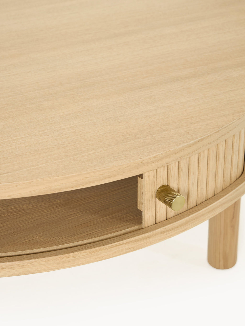 Calary Coffee Table with Fluted Front, Ø 80 cm