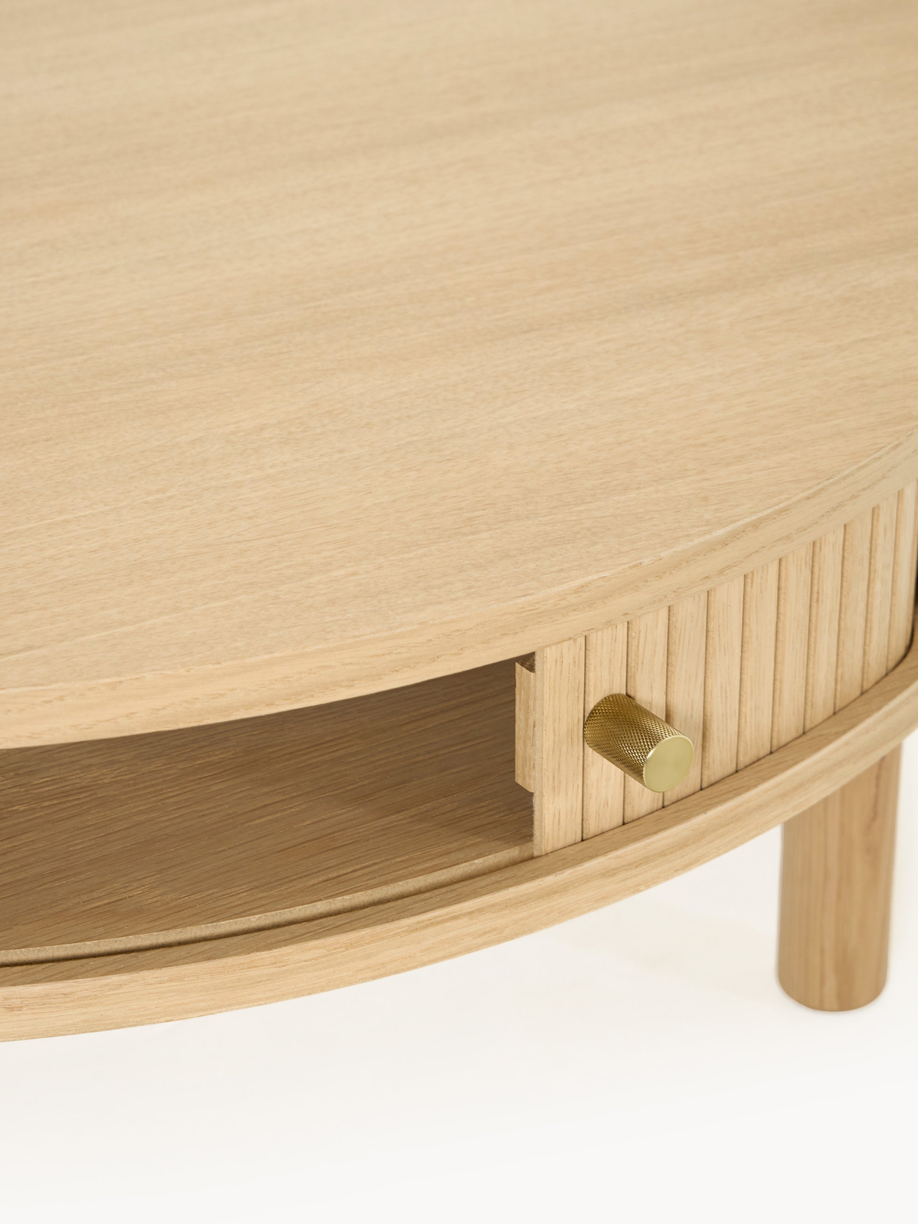 Calary Coffee Table with Fluted Front, Ø 80 cm