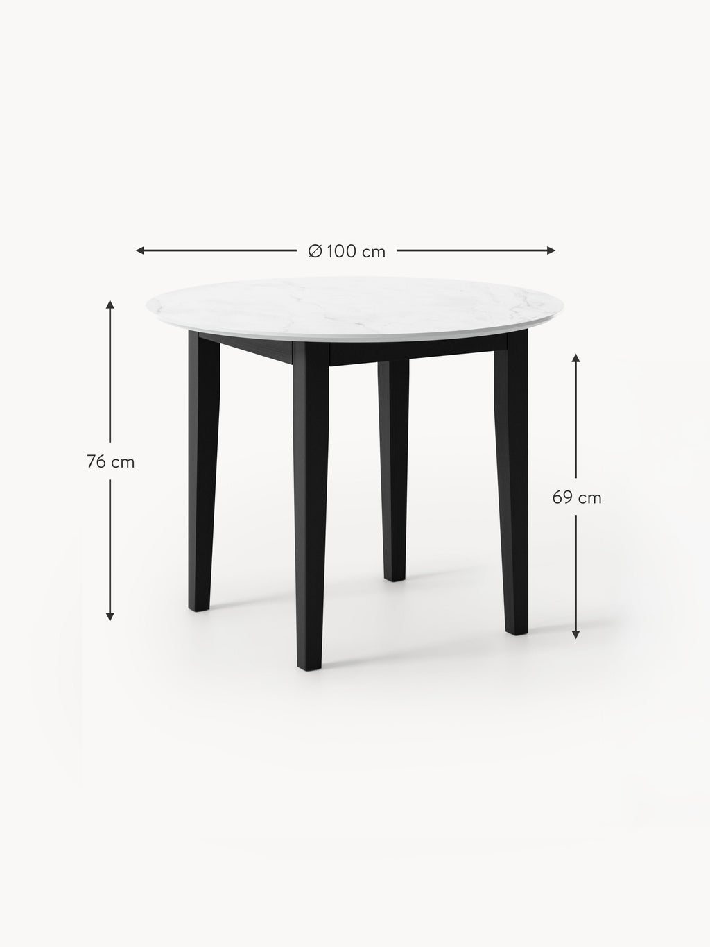 Jackson Round Marble Effect Dining Table, in various sizes