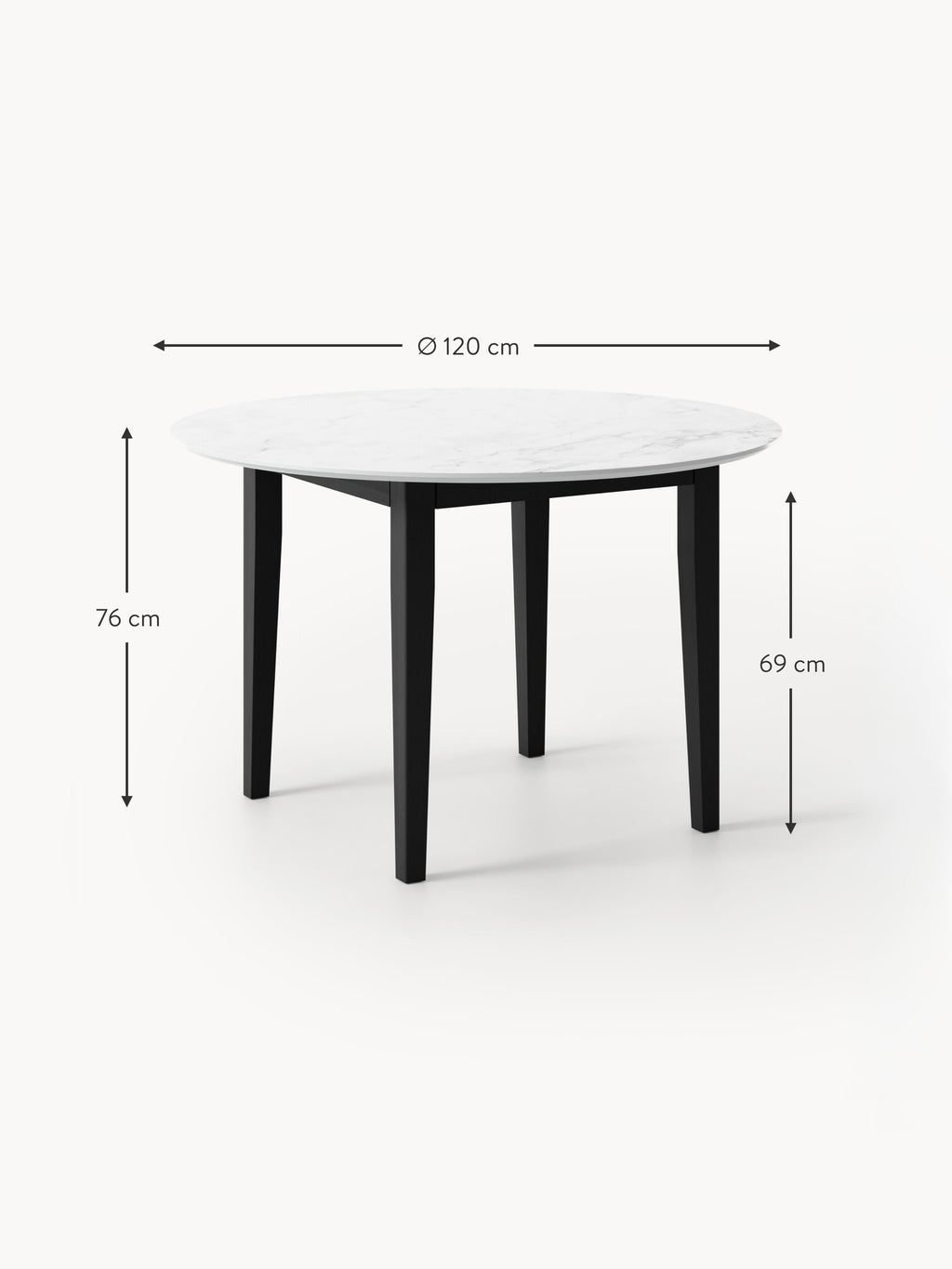 Jackson Round Marble Effect Dining Table, in various sizes