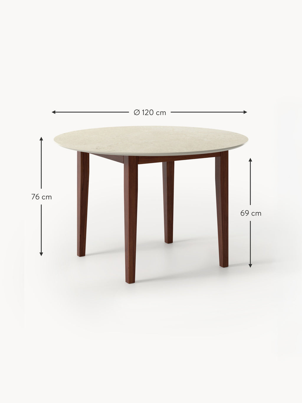Jackson Round Travertine Effect Dining Table, in various sizes