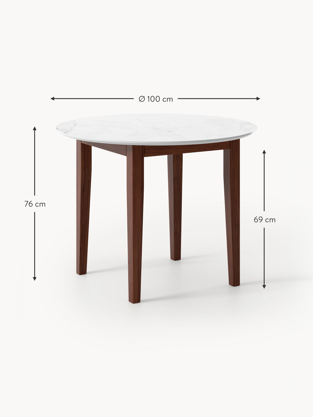 Jackson Round Marble Effect Dining Table, in various sizes