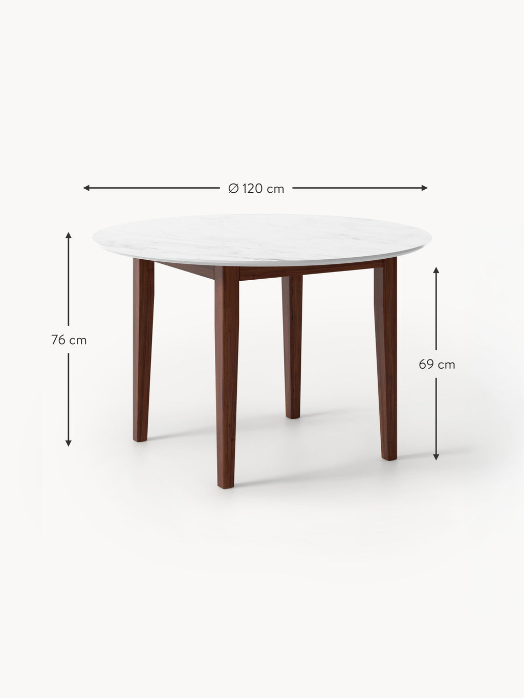 Jackson Round Marble Effect Dining Table, in various sizes